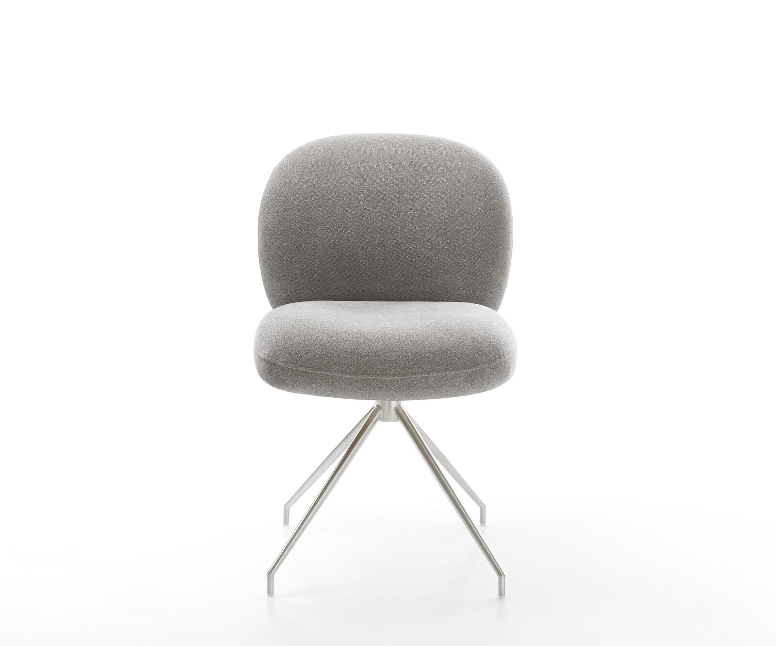 Eetkamerstoel Nube-Flex zachte stof met structuur grijs kruisframe conisch roestvrij staal pocketveer kern 2