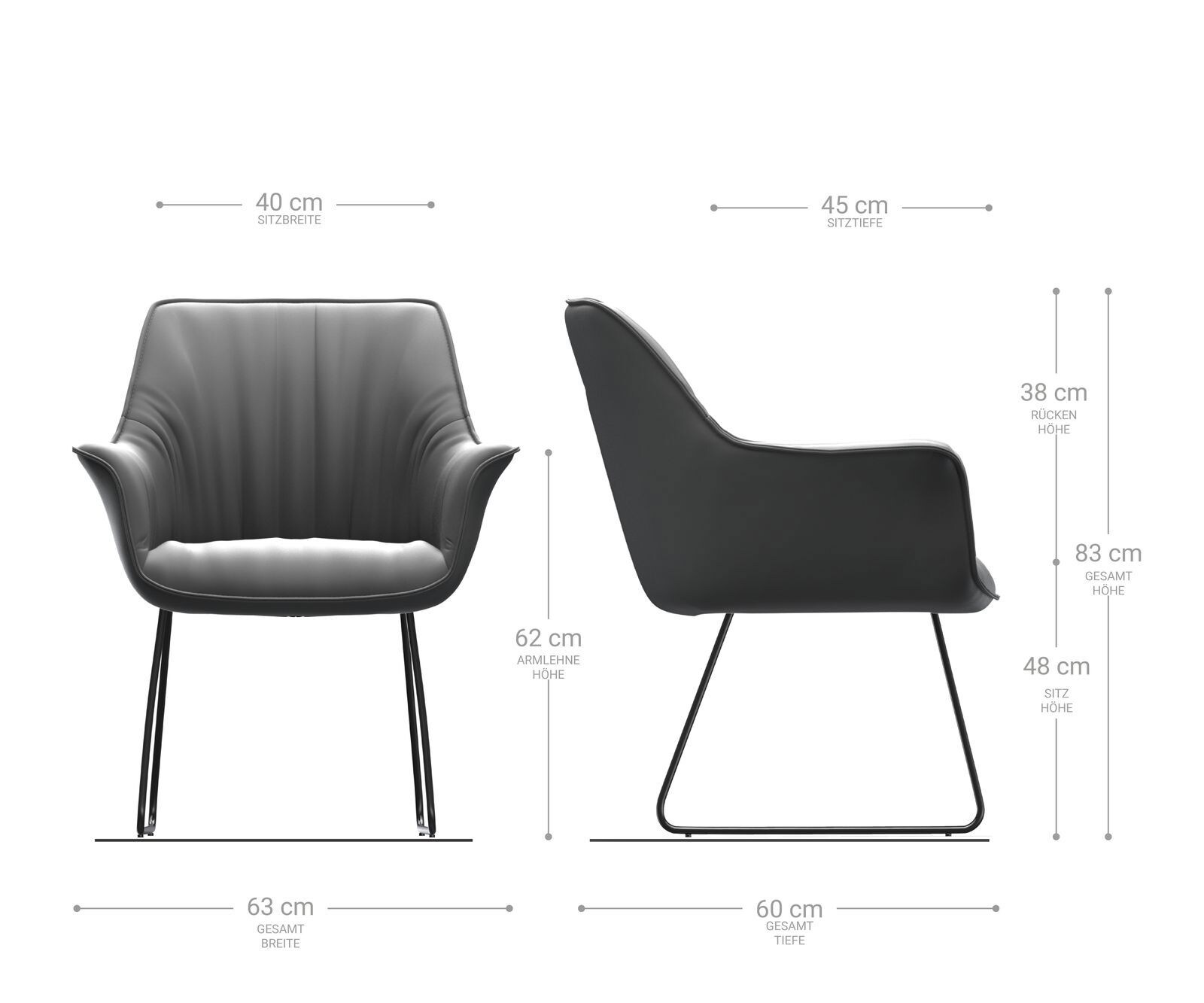 Eetkamerstoel Keila-Flex met armleuning microvelours antraciet vintage slipframe roestvrij staal 1 Eetkamerstoel Keila-Flex met armleuning microvelours antraciet vintage slipframe roestvrij staal 1