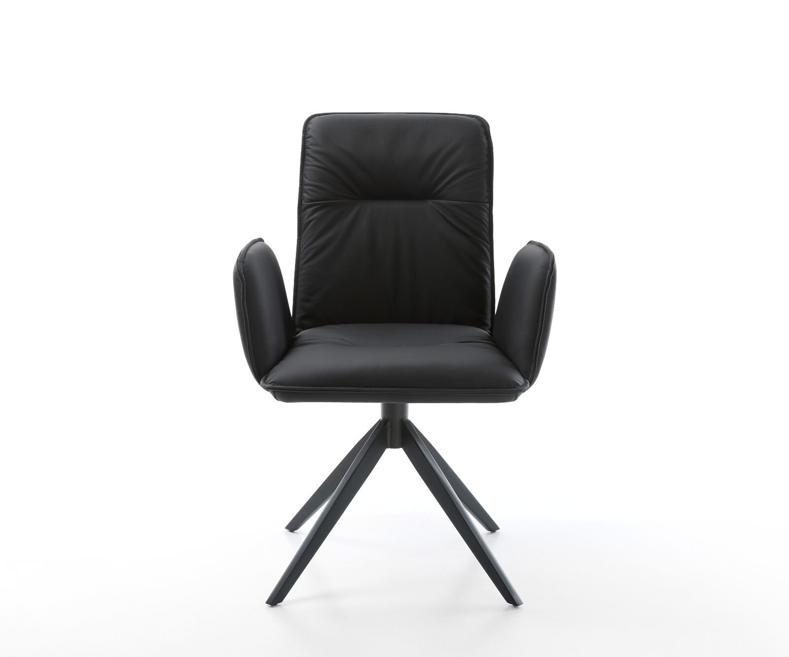 Draaistoel Vinja-Flex echt leer zwart kruisframe breed zwart 360° draaibaar rocker-functie 1