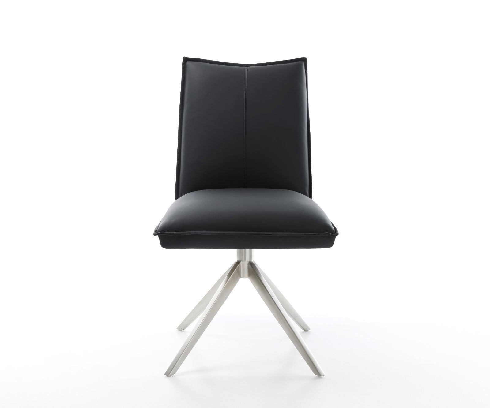 Draaistoel Lelio-Flex echt leer zwart kruisframe breed roestvrij staal 360° draaibaar rocker-functie pocketveer kern 2