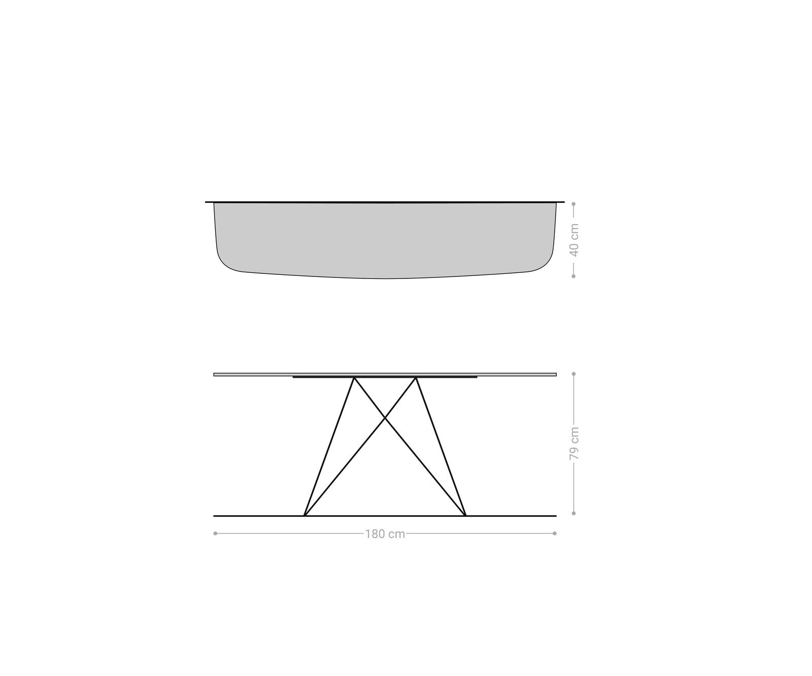 Consoletafel Edge Bootvorm 180x40 cm Keramiek Laminam® Noir Desir Braun Velio Metaal Effektfinish Titan 7