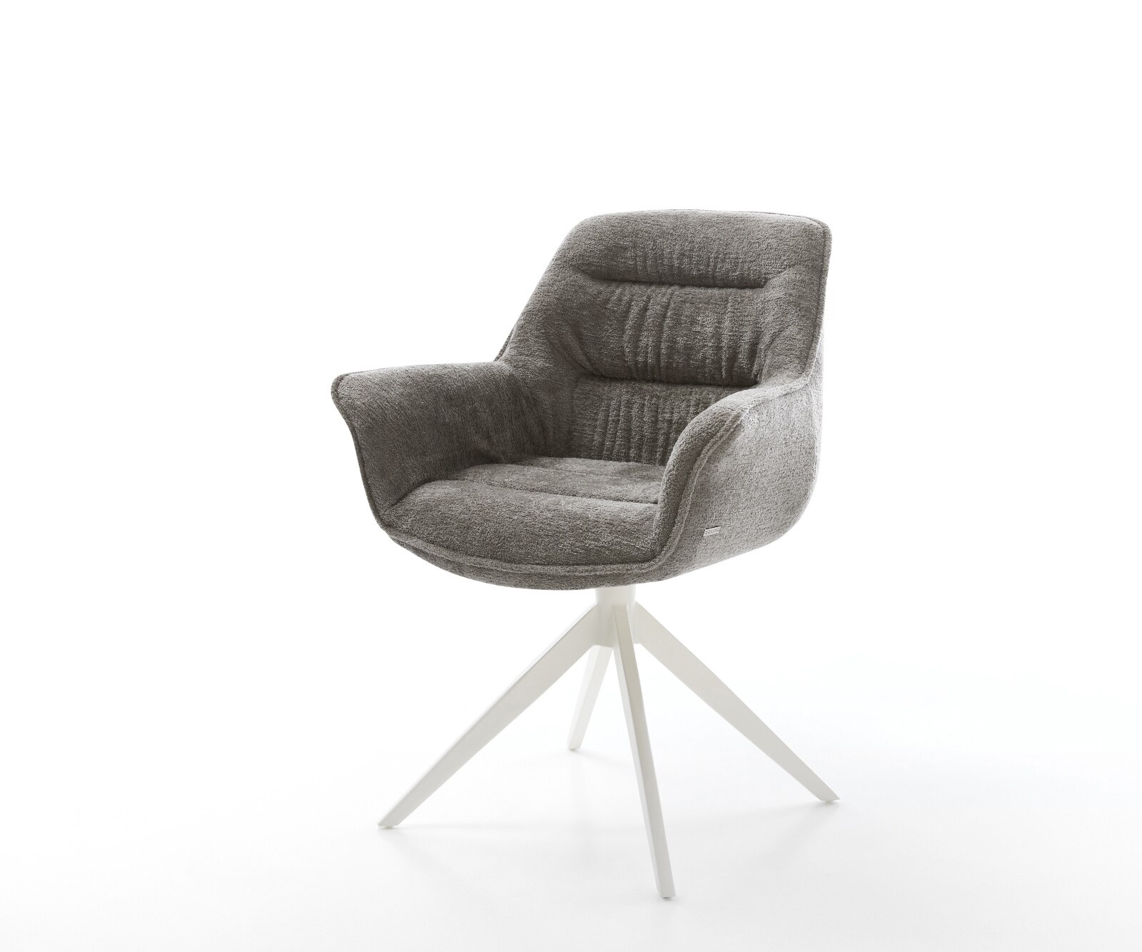 Draaistoel Kaira-Flex bouclé zacht mud kruisframe breed wit 360° draaibaar rocker-functie