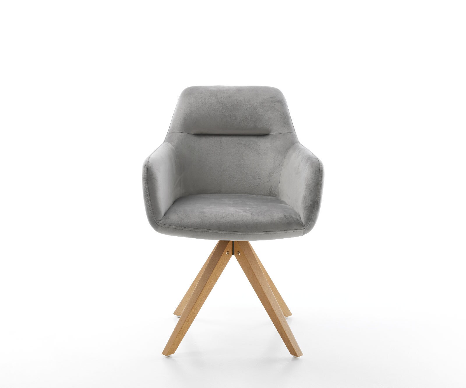 Eetkamerstoel Pejo-Flex fluweel grijs houten frame hoekig natuur pocketveer kern 1