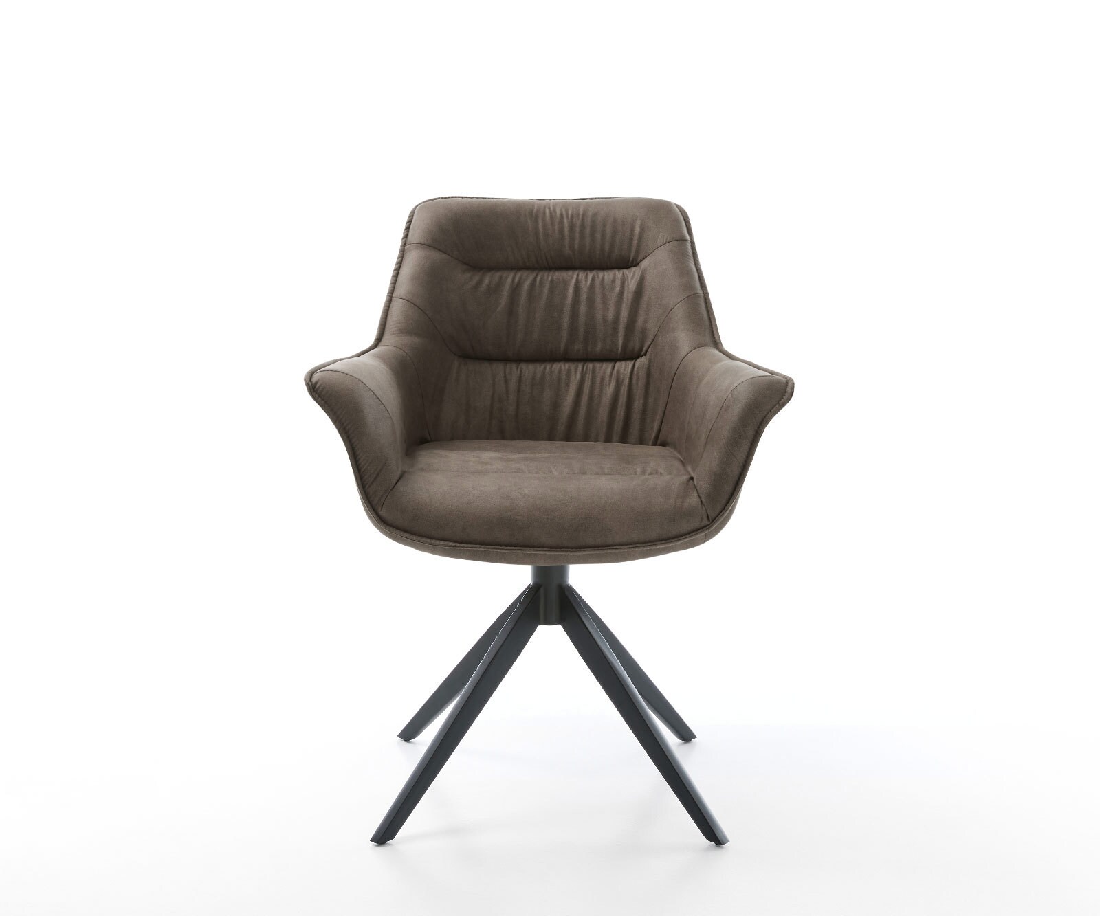 Draaistoel Kaira-Flex microvelours taupe vintage kruisframe breed zwart 360° draaibaar rocker-functie 2