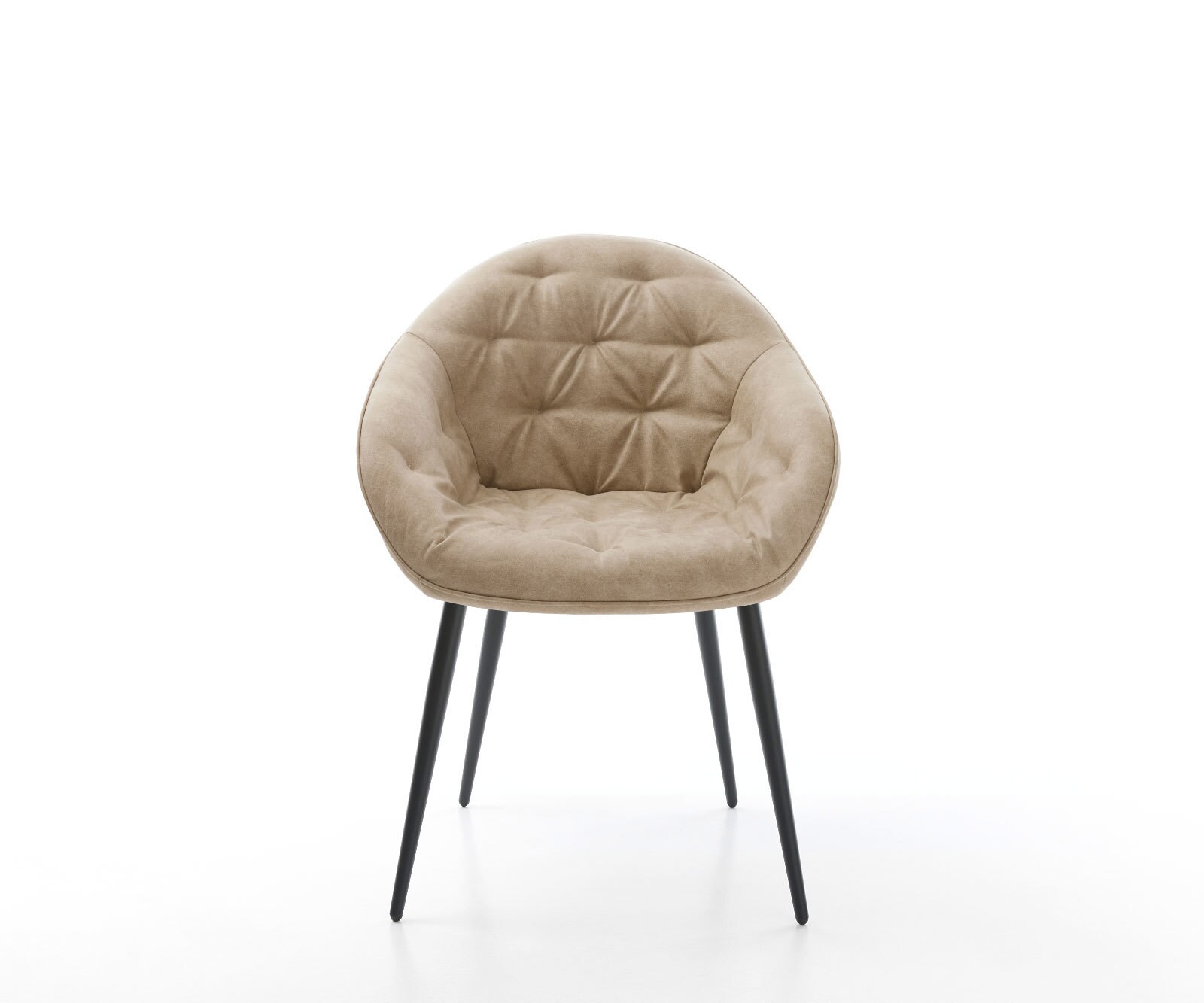 Eetkamerstoel Gaio-Flex microvelours beige vintage 4-poot conisch zwart 1 Eetkamerstoel Gaio-Flex microvelours beige vintage 4-poot conisch zwart 1