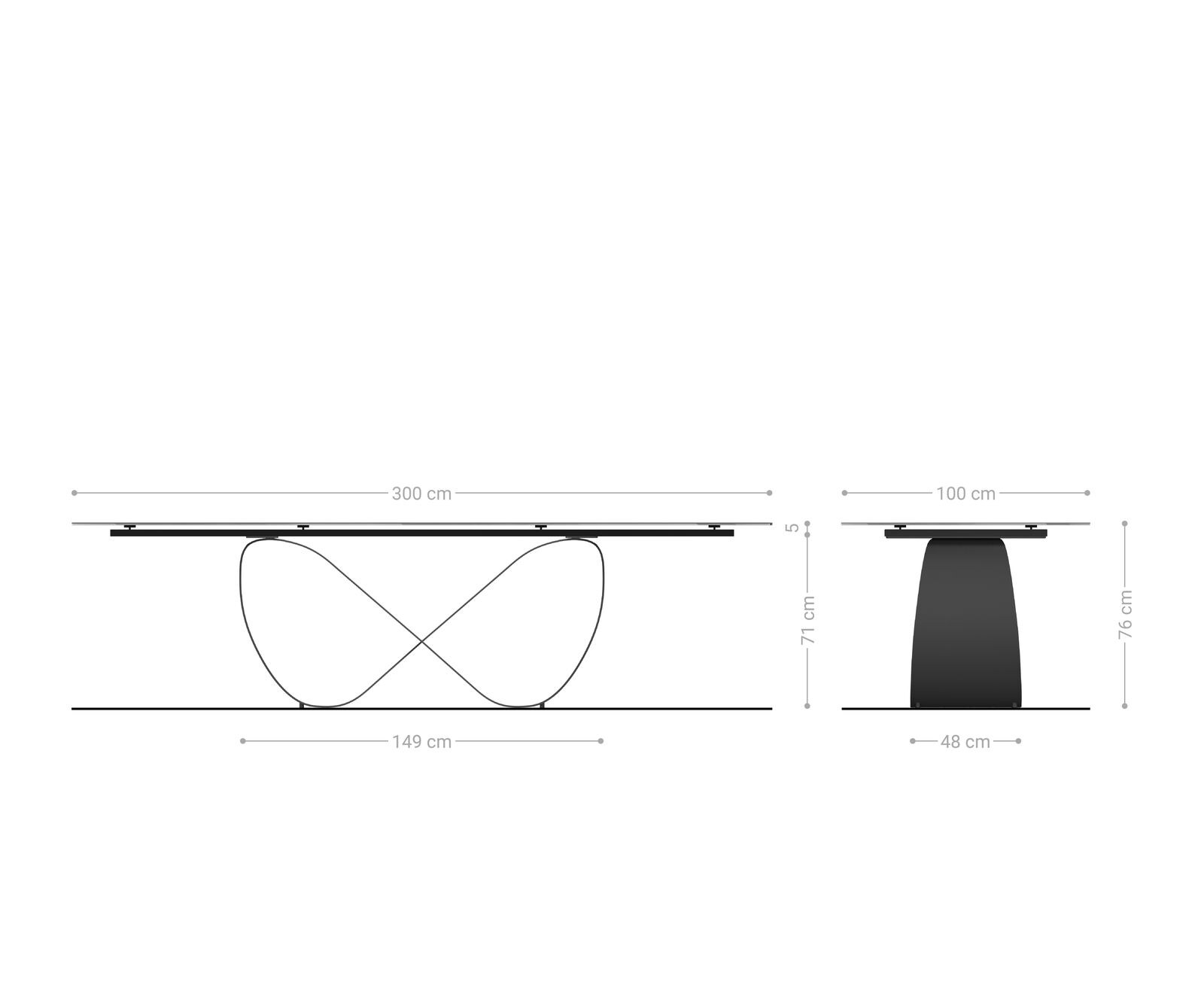 Eettafel Edge 300x100 cm keramiek Onyx Champagne Infinity metaal zwart 8