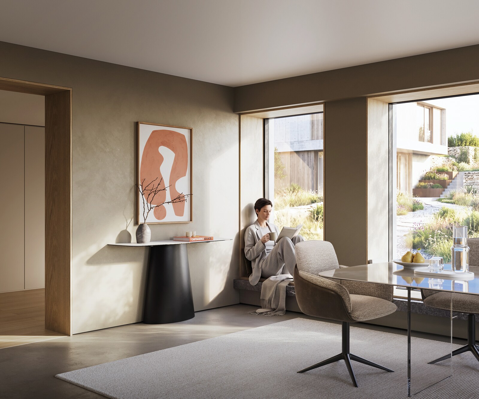 Consoletafel Edge Bootvorm 140x40 cm Keramiek Laminam® Statuarietto Weiß Conos Metaal Zwart 6
