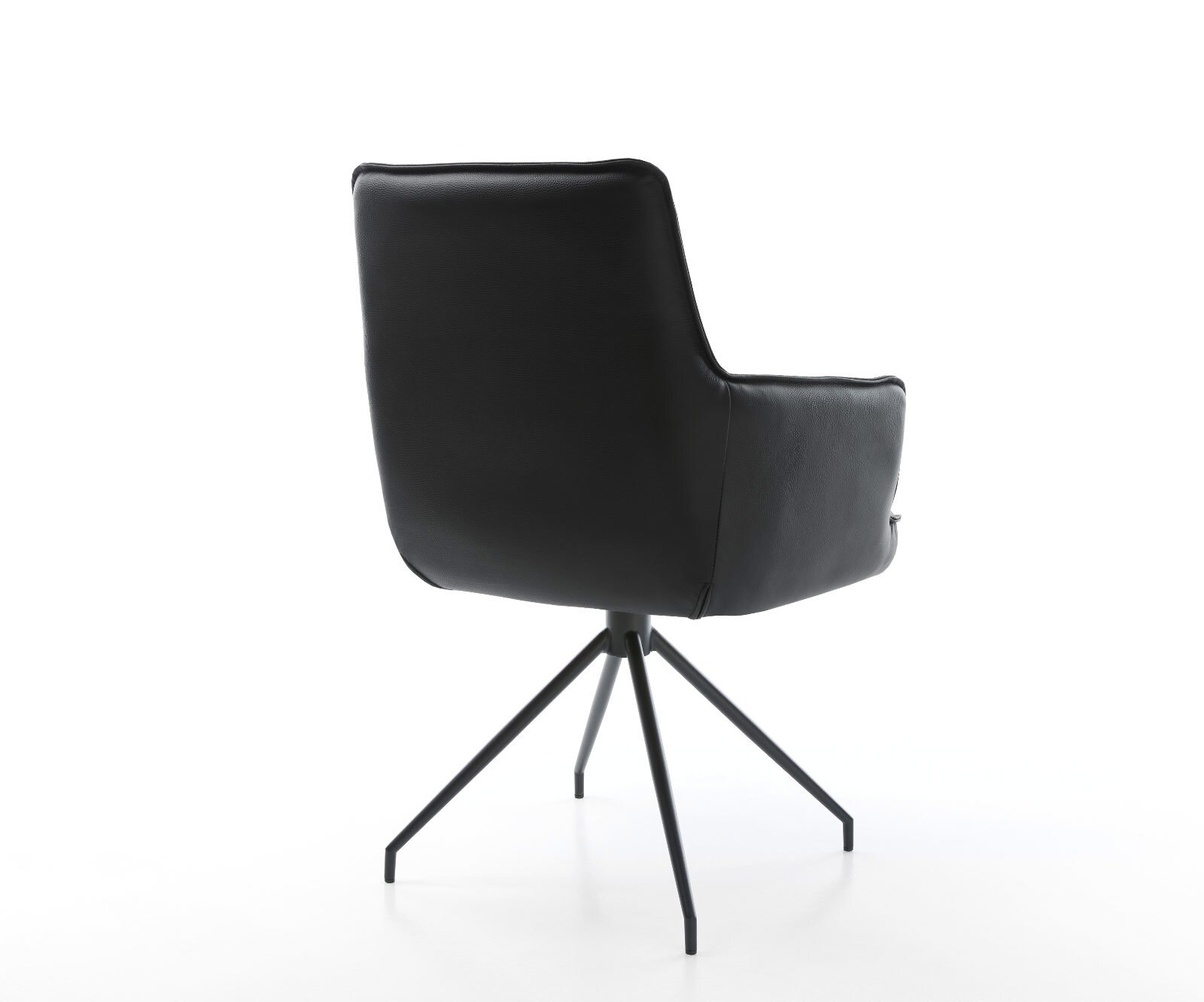 Draaistoel Heira-Flex met armleuning echt leer zwart kruisframe conisch zwart 180° draaibaar pocketveer kern 5