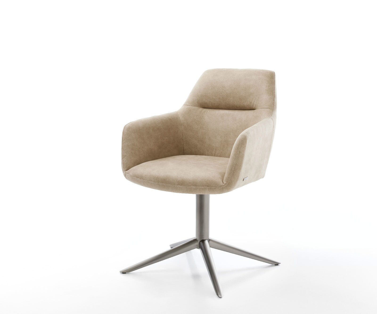Draaistoel Pejo-Flex microvelours beige vintage kruispoot grafiet 360° draaibaar rocker-functie pocketveer kern 1