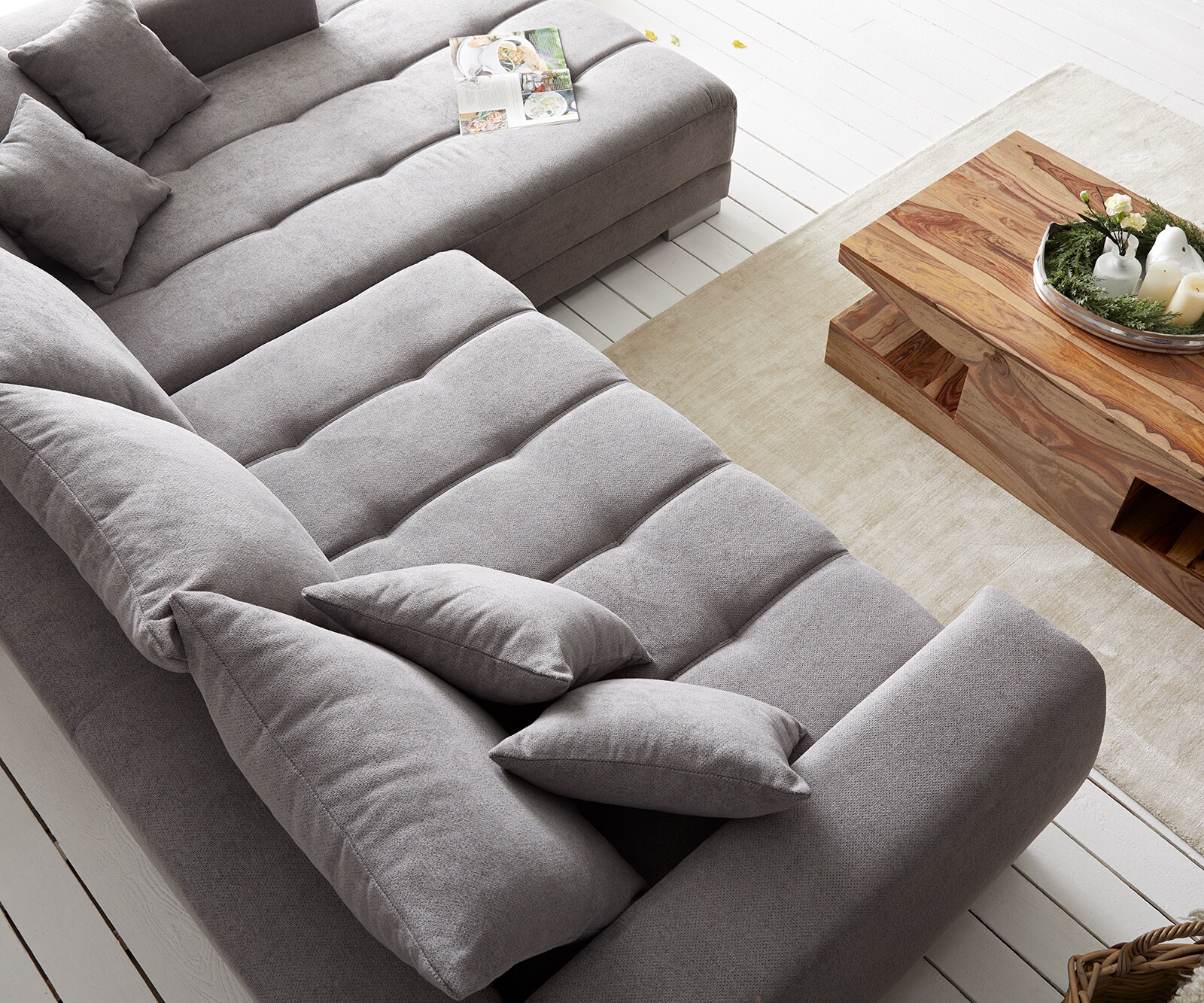 Hoekbank Josea 300x220 cm microvezel steengrijs Recamiere rechts 5