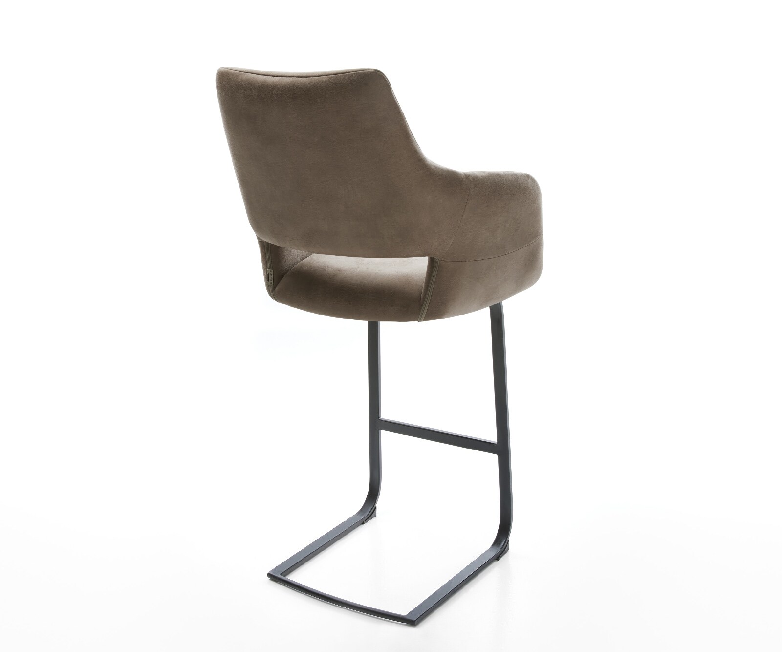 Barstoel Yago-Flex Microvezel Taupe Vintage Vrijkantelframe plat metaal Zwart Pocketvering 4