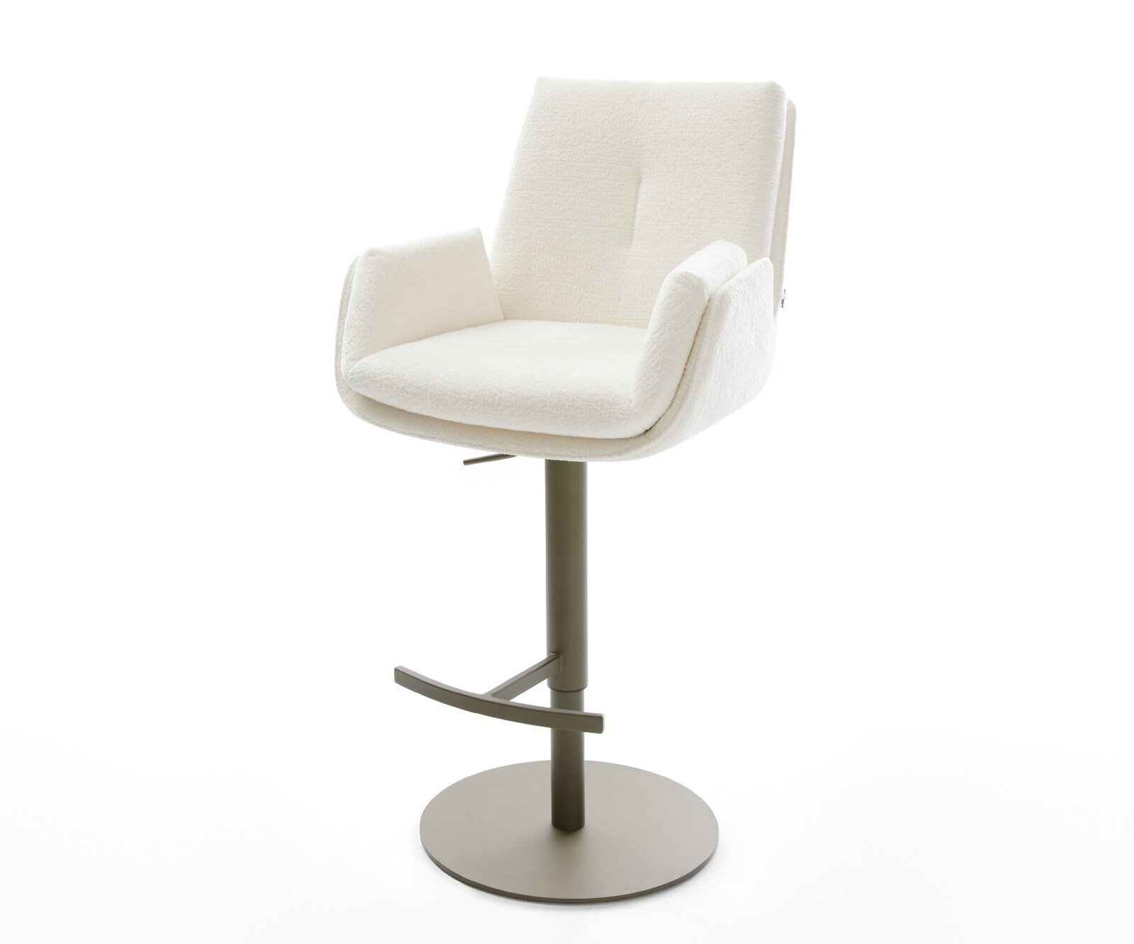 Barstoel Clea-Flex Bouclé zacht Beige Draaivoet in hoogte verstelbaar Titaankleurig Titaankleurig 1