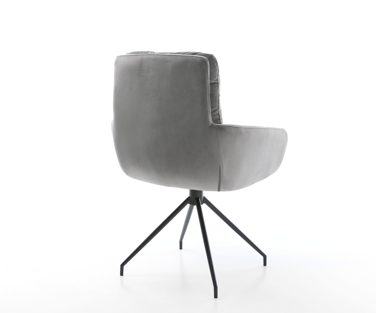 Eetkamerstoel Abelia-Flex met armleuning fluweel grijs kruisframe conisch zwart 5
