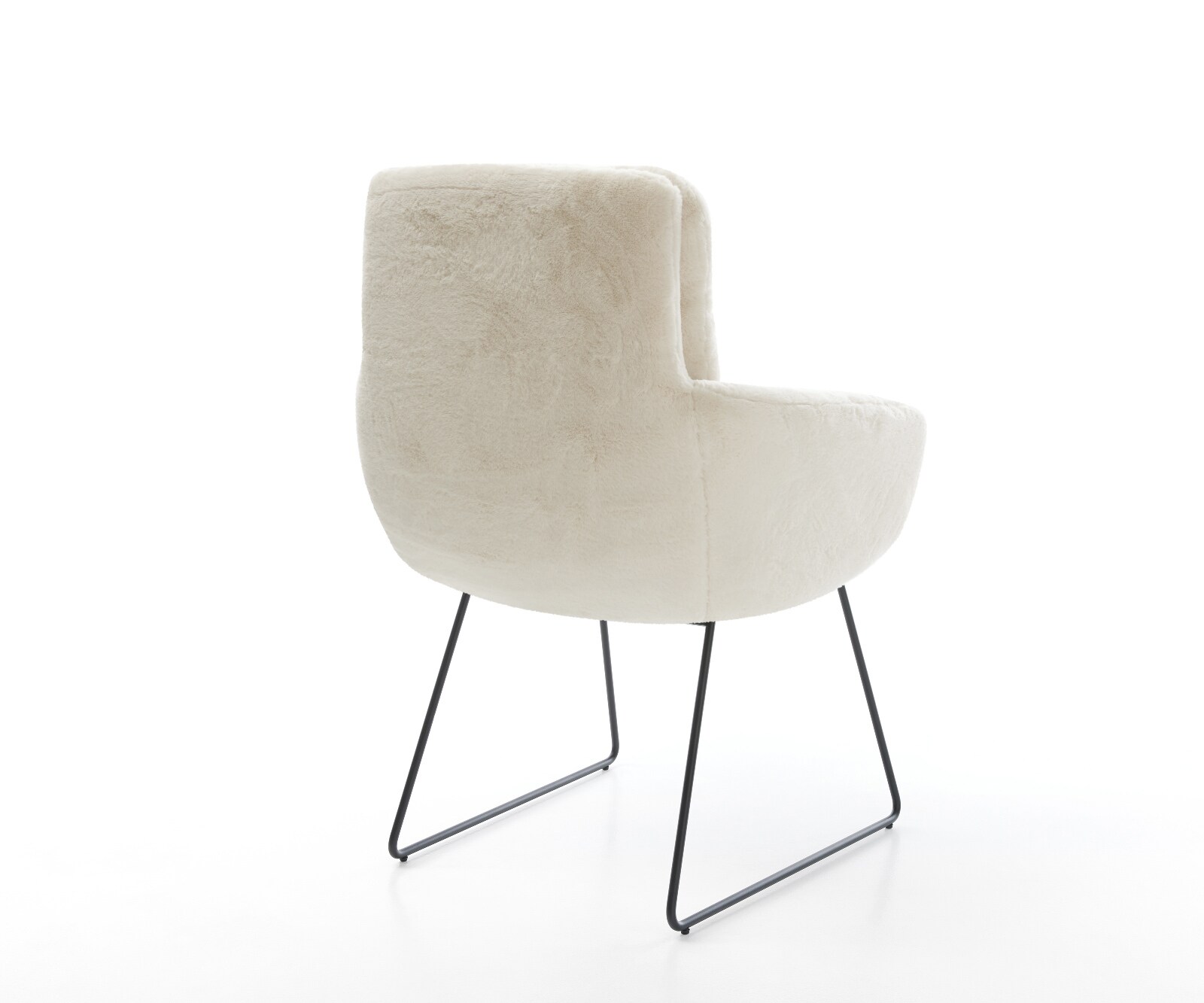 Eetkamerstoel Abelia-Flex met armleuning pluchen crème-wit slipframe zwart 4