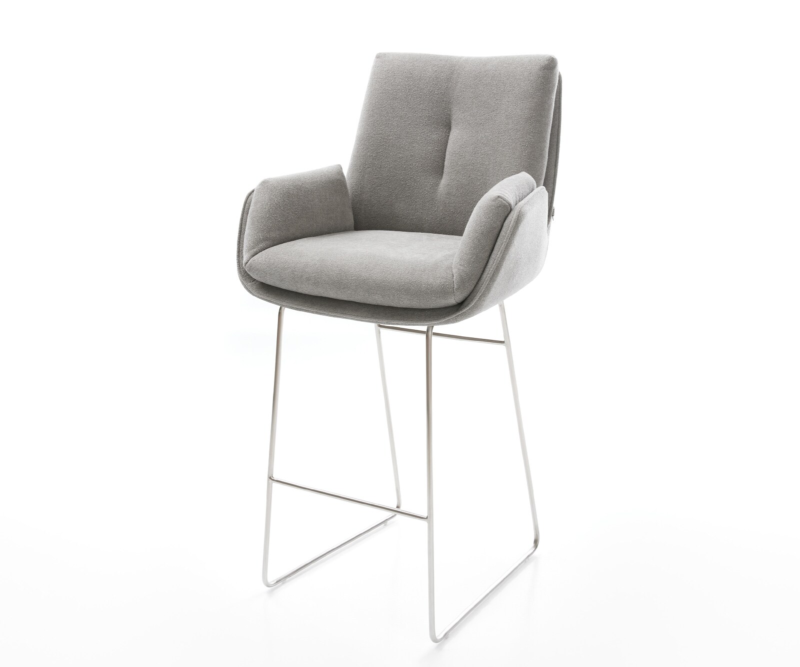 Barstoel Clea-Flex structuurstof zacht grijs sledepootframe RVS pocketvering 1