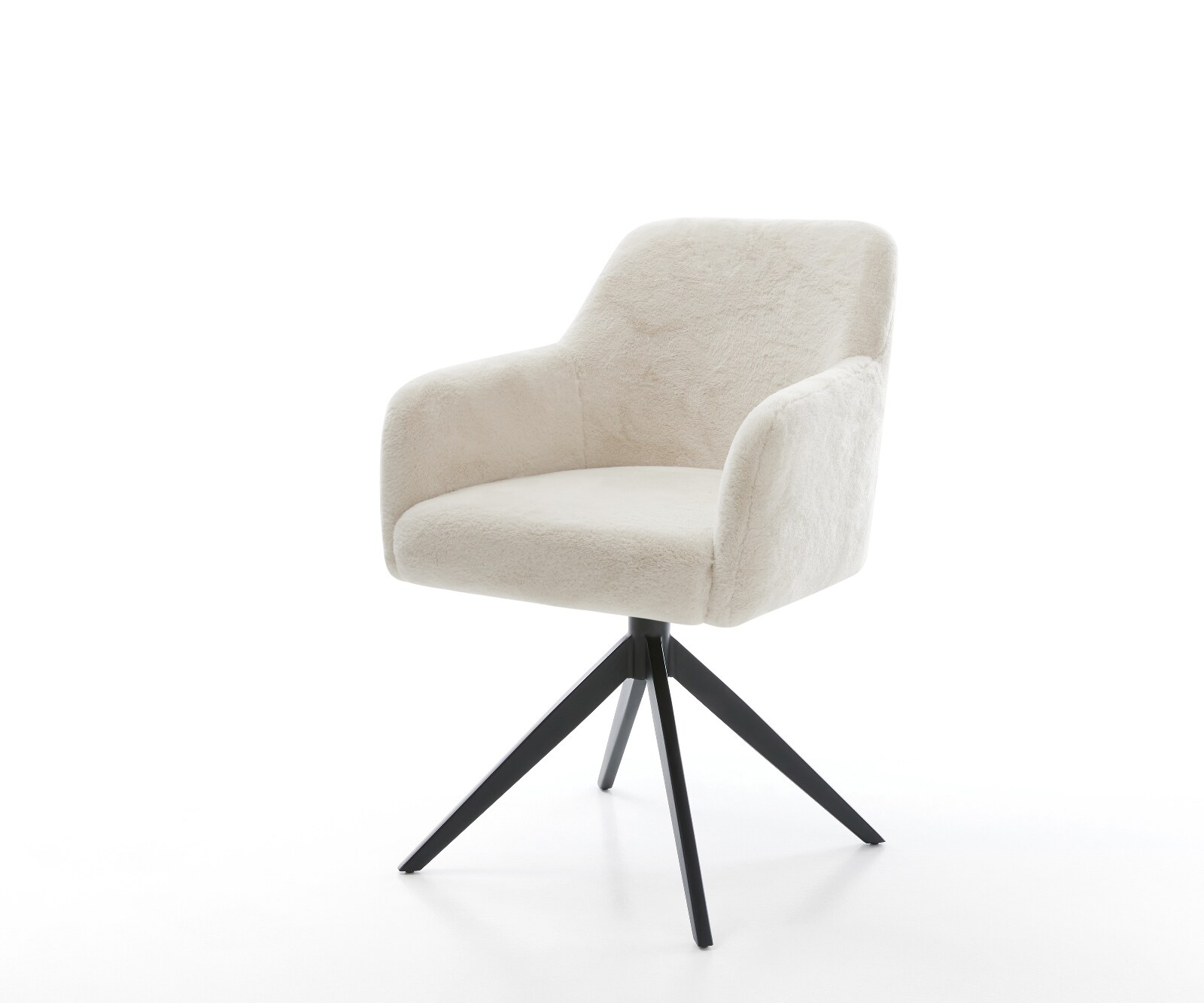 Draaistoel Greg-Flex pluchen crème-wit kruisframe breed zwart 360° draaibaar rocker-functie pocketveer kern 1