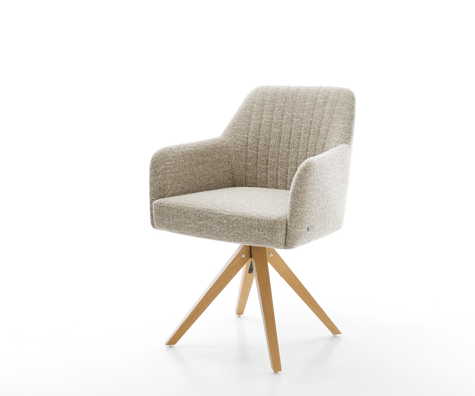 Draaistoel Greg-Flex geweven stof beige houten frame hoekig natuur 360° draaibaar pocketveer kern 1