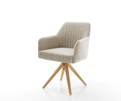 Draaistoel Greg-Flex geweven stof beige houten frame hoekig natuur 360° draaibaar pocketveer kern