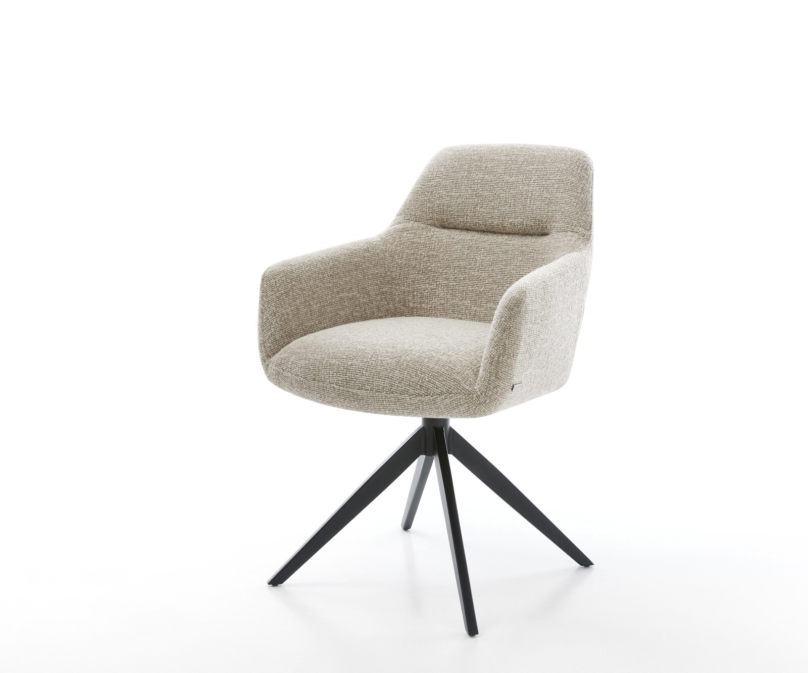 Draaistoel Pejo-Flex geweven stof beige kruisframe breed zwart 360° draaibaar rocker-functie pocketveer kern 1