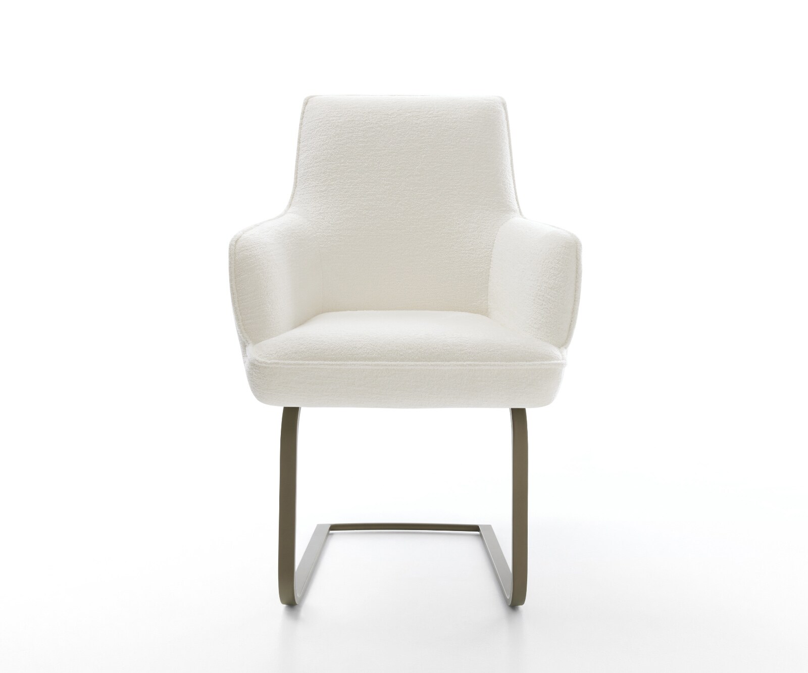 Sledemodel Heira-Flex met armleuning bouclé zacht beige sledemodel vlak afwerking met titanium pocketveer kern 2