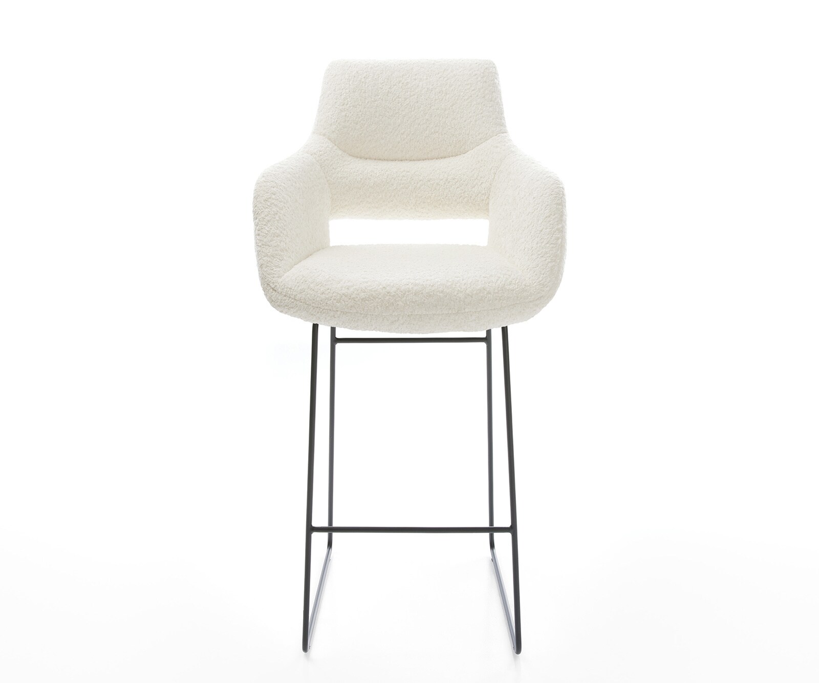 Barstoel Yago-Flex bouclé wit met metalen sledepootstel zwart en pocketvering 2