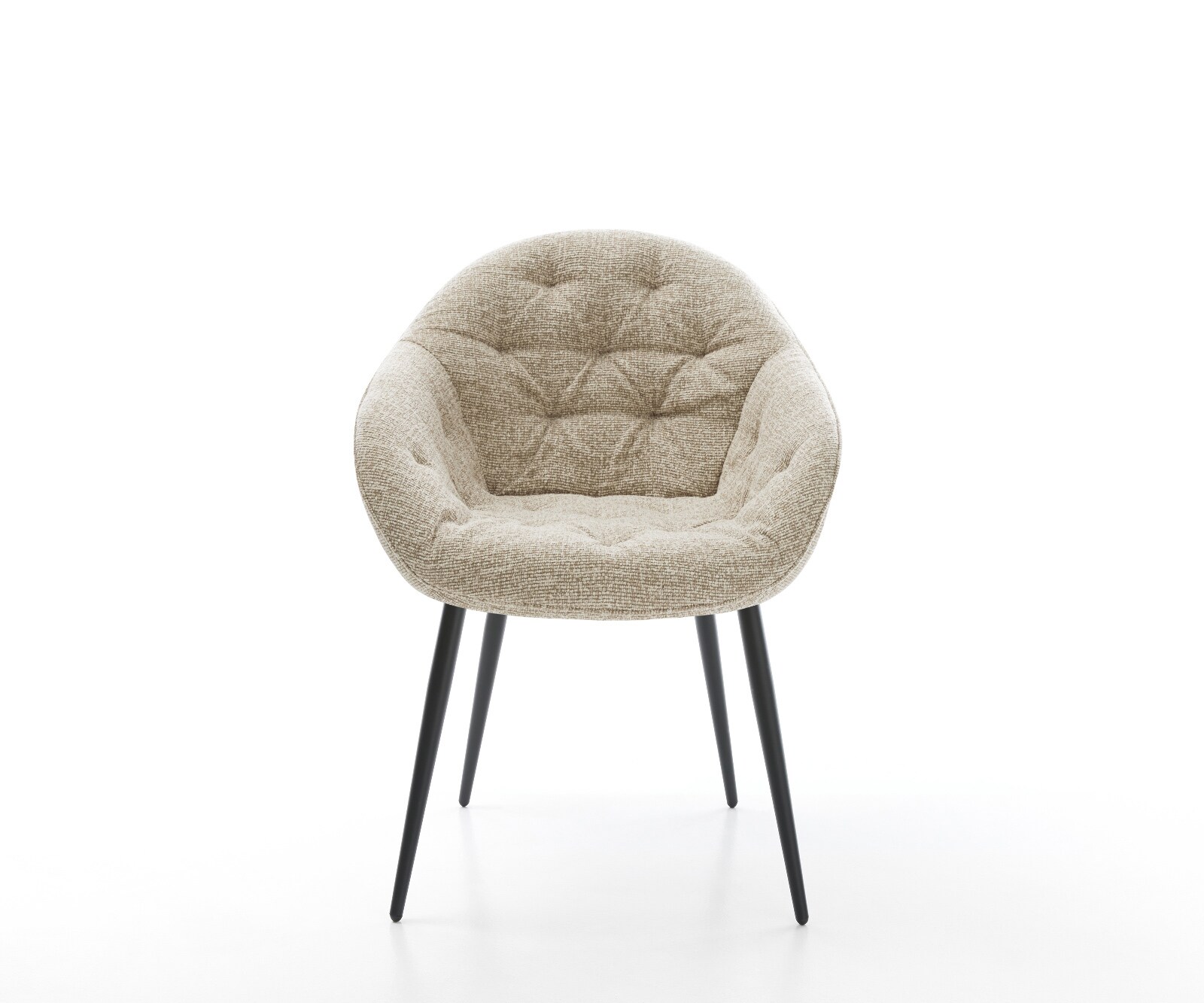 Eetkamerstoel Gaio-Flex geweven stof beige 4-poot conisch zwart 1