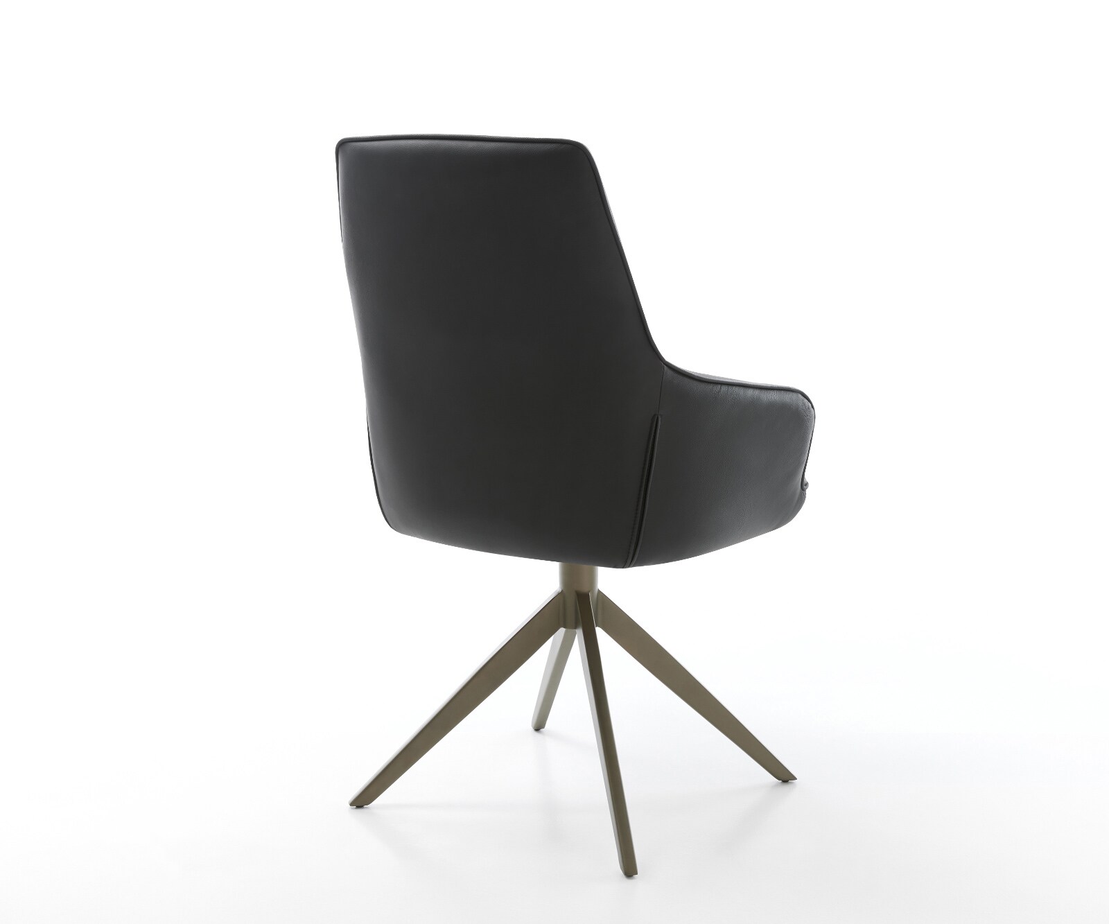 Draaistoel Zelia-Flex met armleuning echt leer zwart kruisframe breed afwerking met titanium 360° draaibaar rocker-functie pocketveer kern 5
