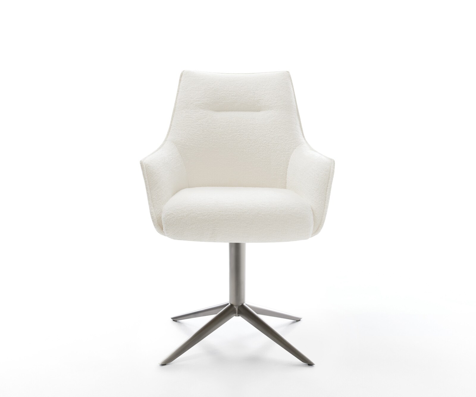 Draaistoel Alja-Flex met armleuning bouclé zacht beige kruispoot grafiet 360° draaibaar rocker-functie pocketveer kern 1