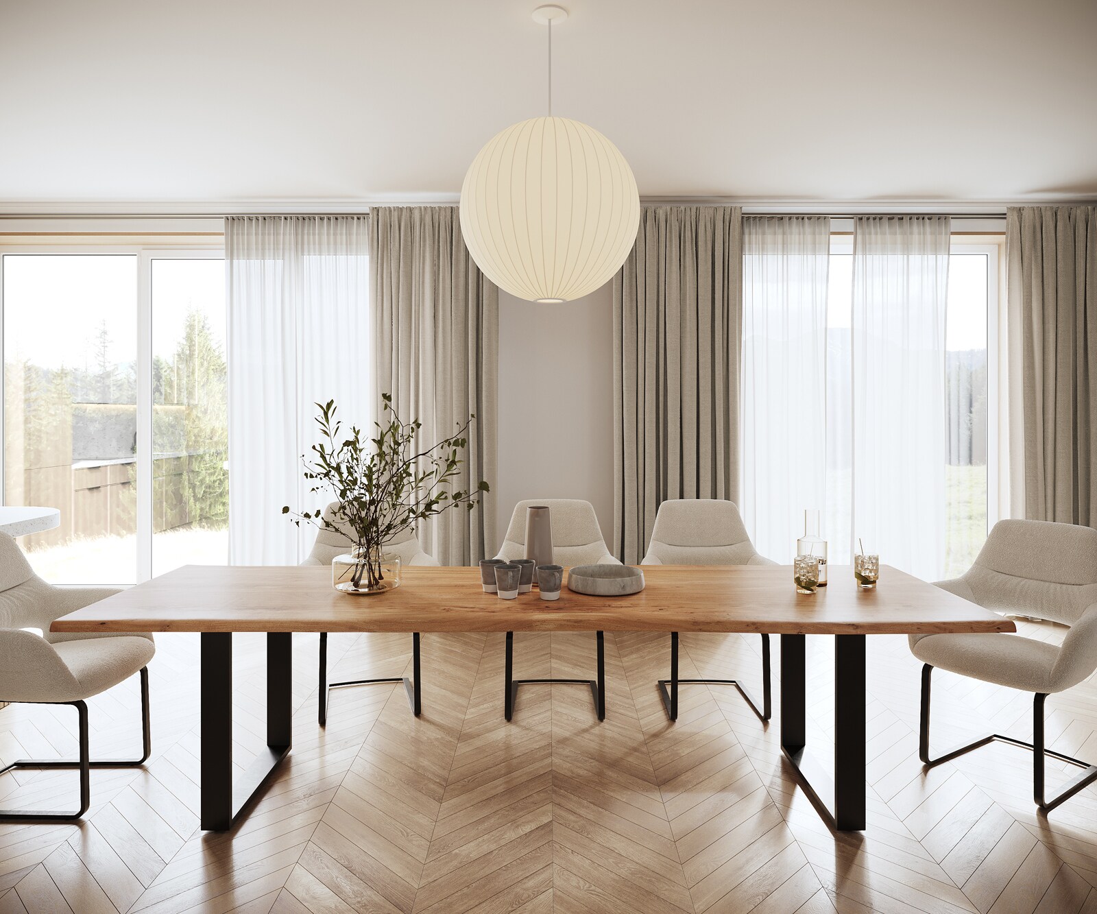 Eettafel Edge 300x100 acacia natuur skid  zwart  Live-Edge 2