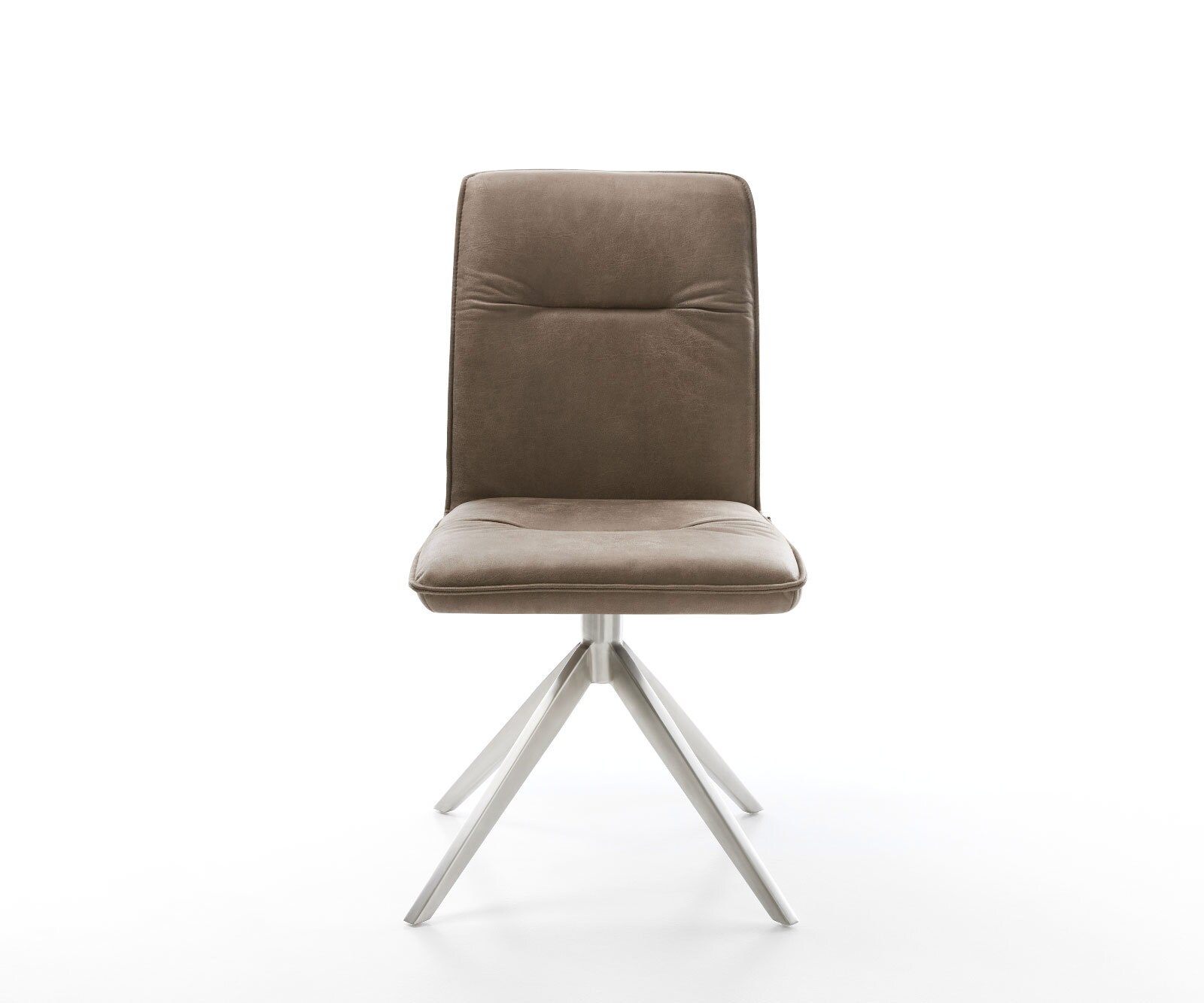 Draaistoel Vinjo-Flex microvelours taupe vintage kruisframe breed roestvrij staal 360° draaibaar rocker-functie 1