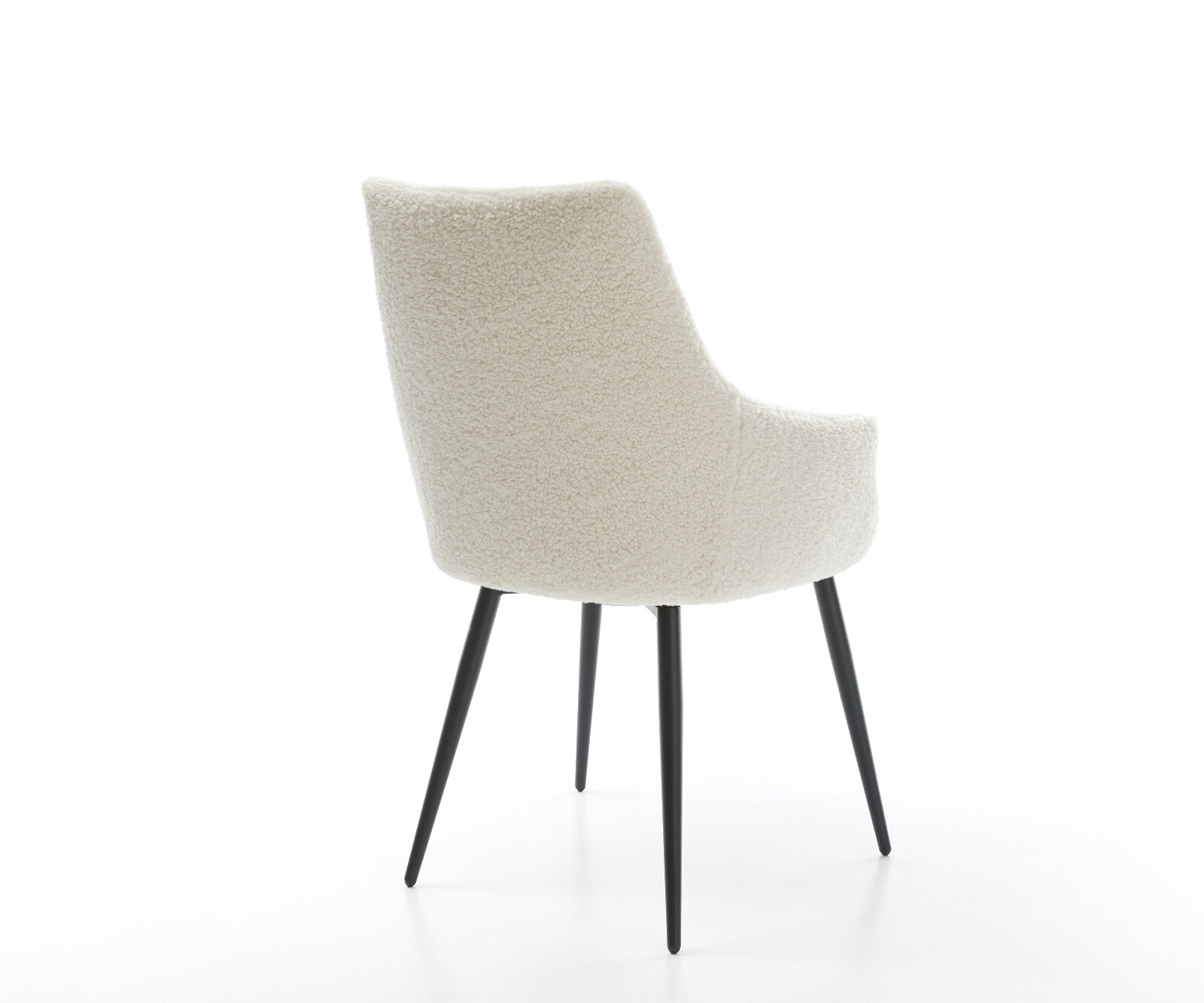 Eetkamerstoel Alja-Flex met armleuning teddy beige 4-poot conisch zwart pocketveer kern 5