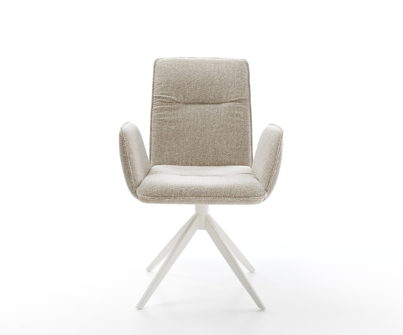 Draaistoel Vinja-Flex geweven stof beige kruisframe breed wit 360° draaibaar rocker-functie 2
