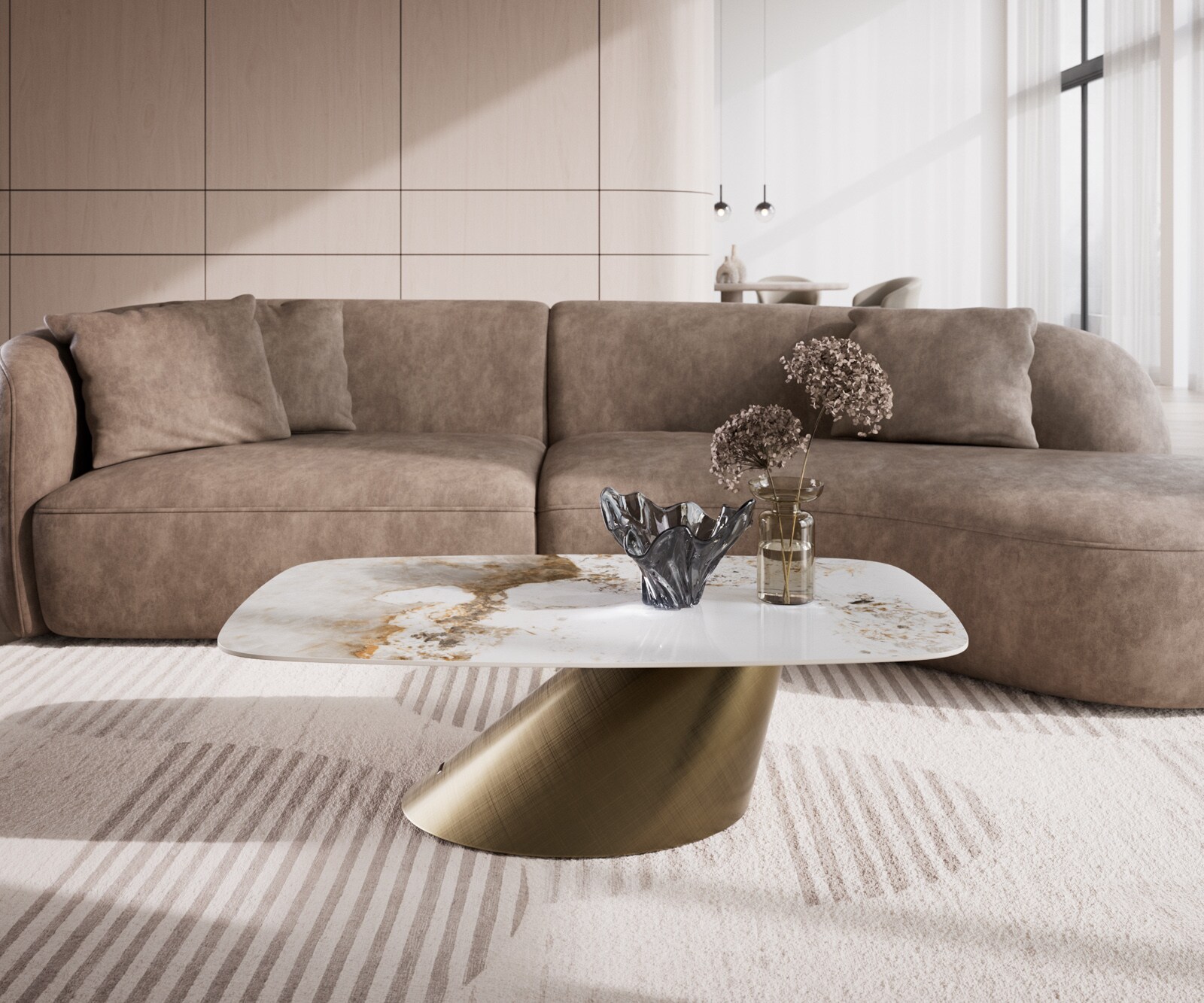 Salontafel Edge Boot 120x70 cm keramiek Minas Melange Conis metallic goud 2