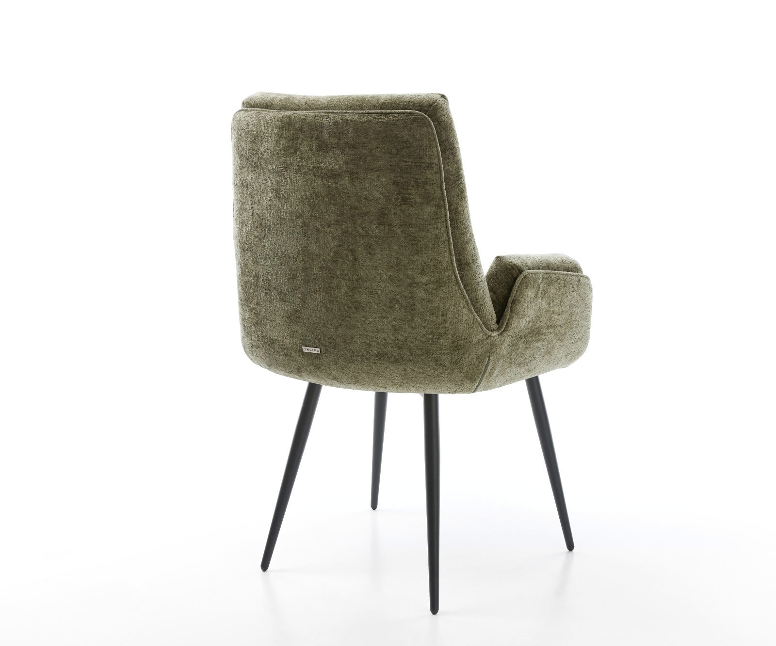 Eetkamerstoel Clea-Flex chenille olijfgroen 4-poot conisch zwart 4 Eetkamerstoel Clea-Flex chenille olijfgroen 4-poot conisch zwart 4