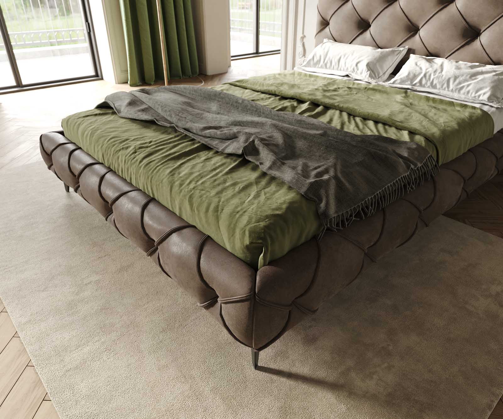 Gestoffeerd bed Nayara 140x200 cm microvezel taupe vintage 5