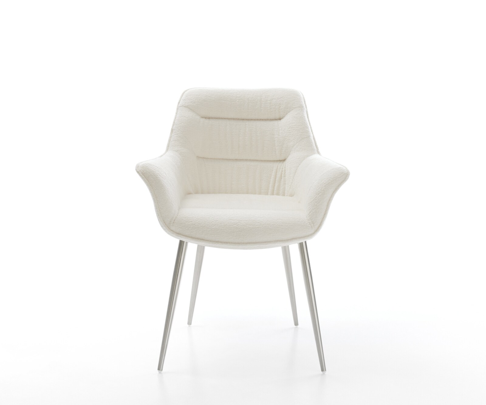 Eetkamerstoel Kaira-Flex bouclé zacht beige 4-poot conisch roestvrij staal 2