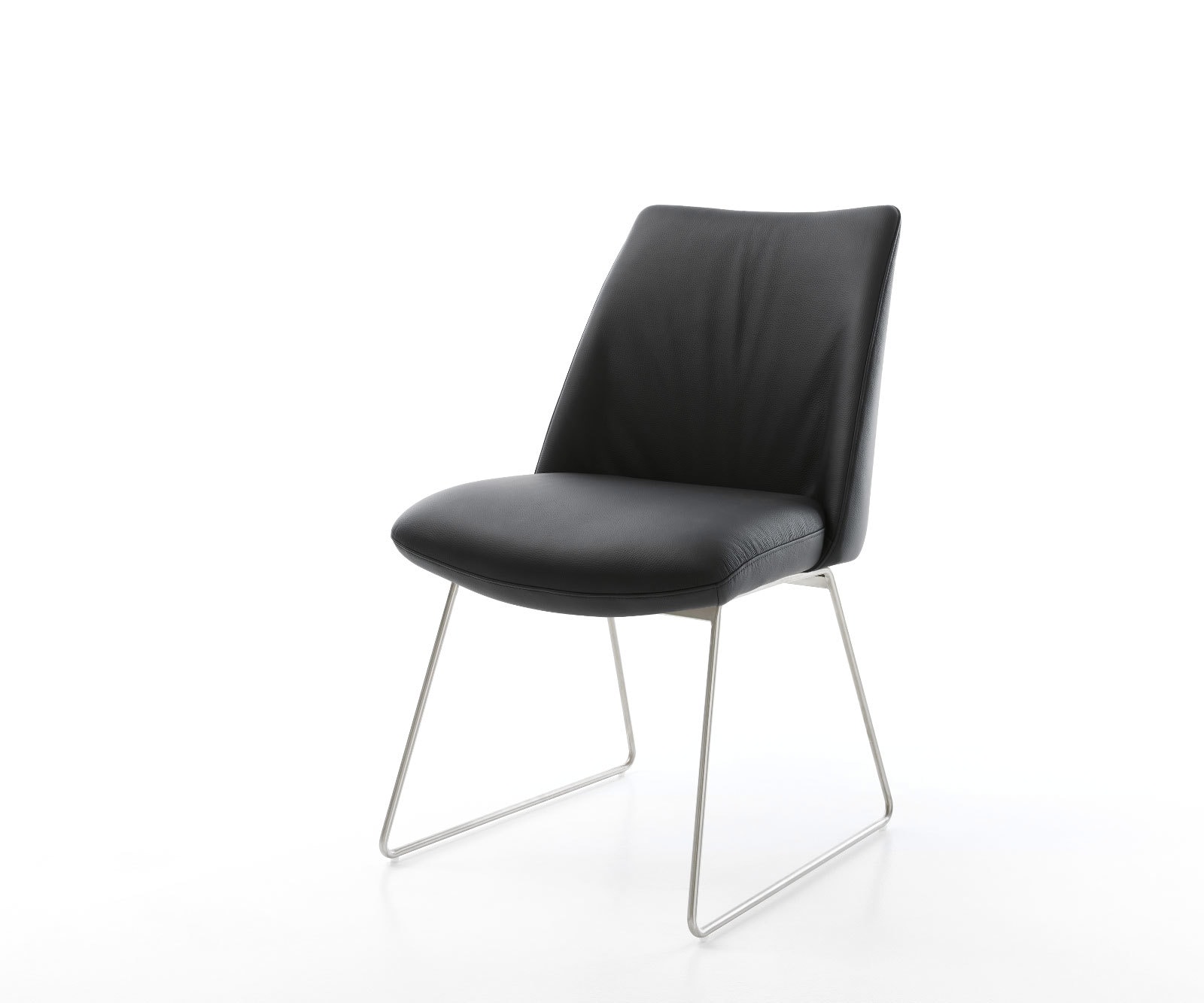 Eetkamerstoel Elso-Flex echt leer zwart slipframe roestvrij staal pocketveer kern 1