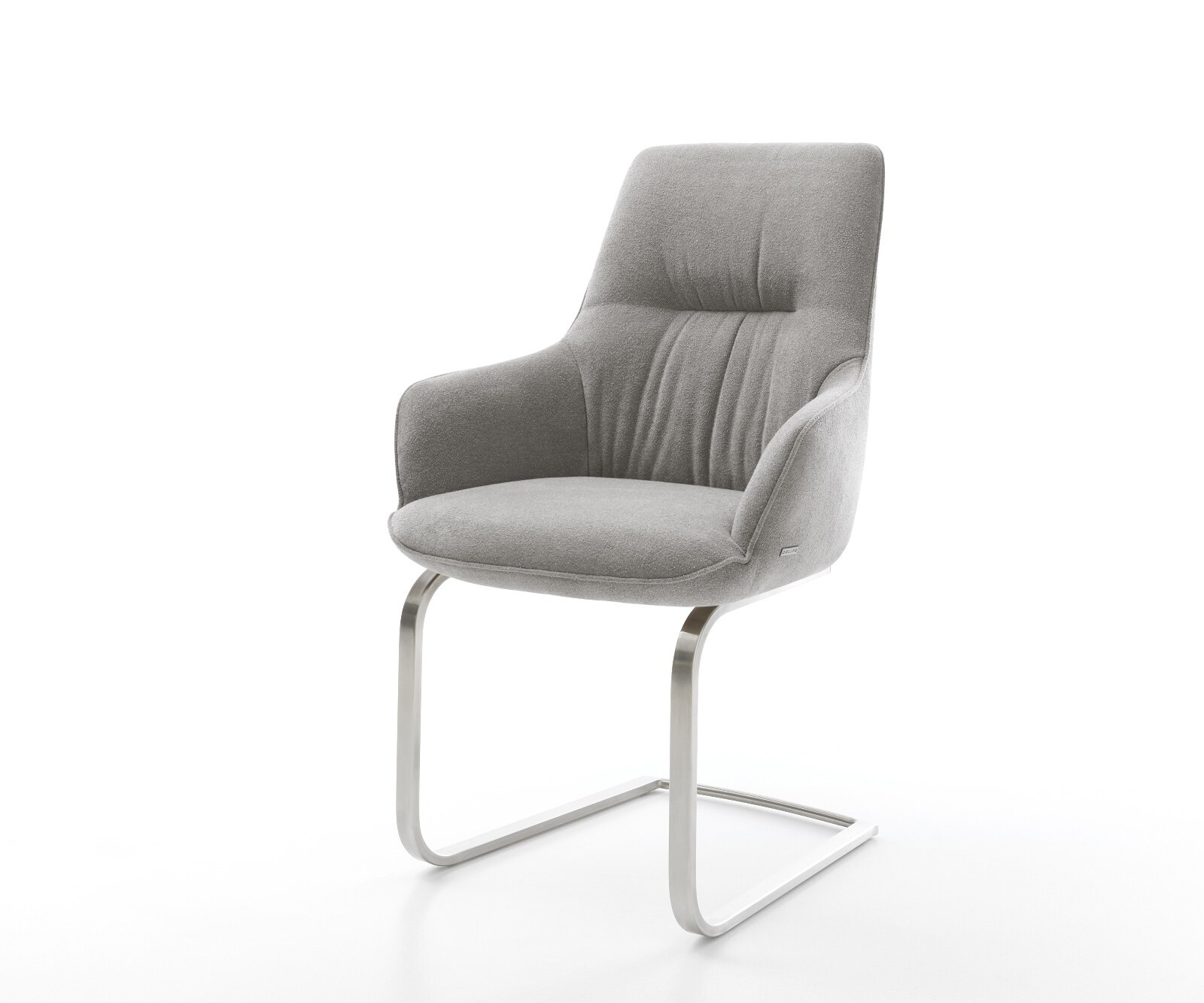 Sledemodel Zelia-Flex met armleuning zachte stof met structuur grijs sledemodel vlak roestvrij staal pocketveer kern 1