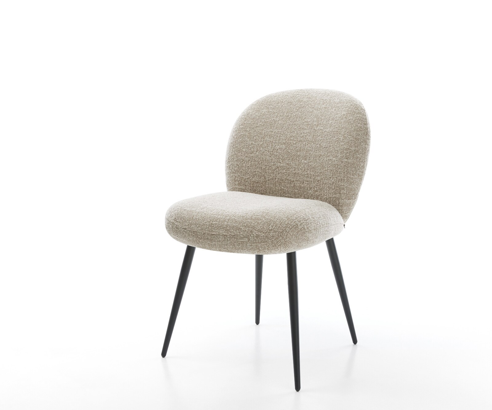 Eetkamerstoel Nube-Flex geweven stof beige 4-poot conisch zwart pocketveer kern 1