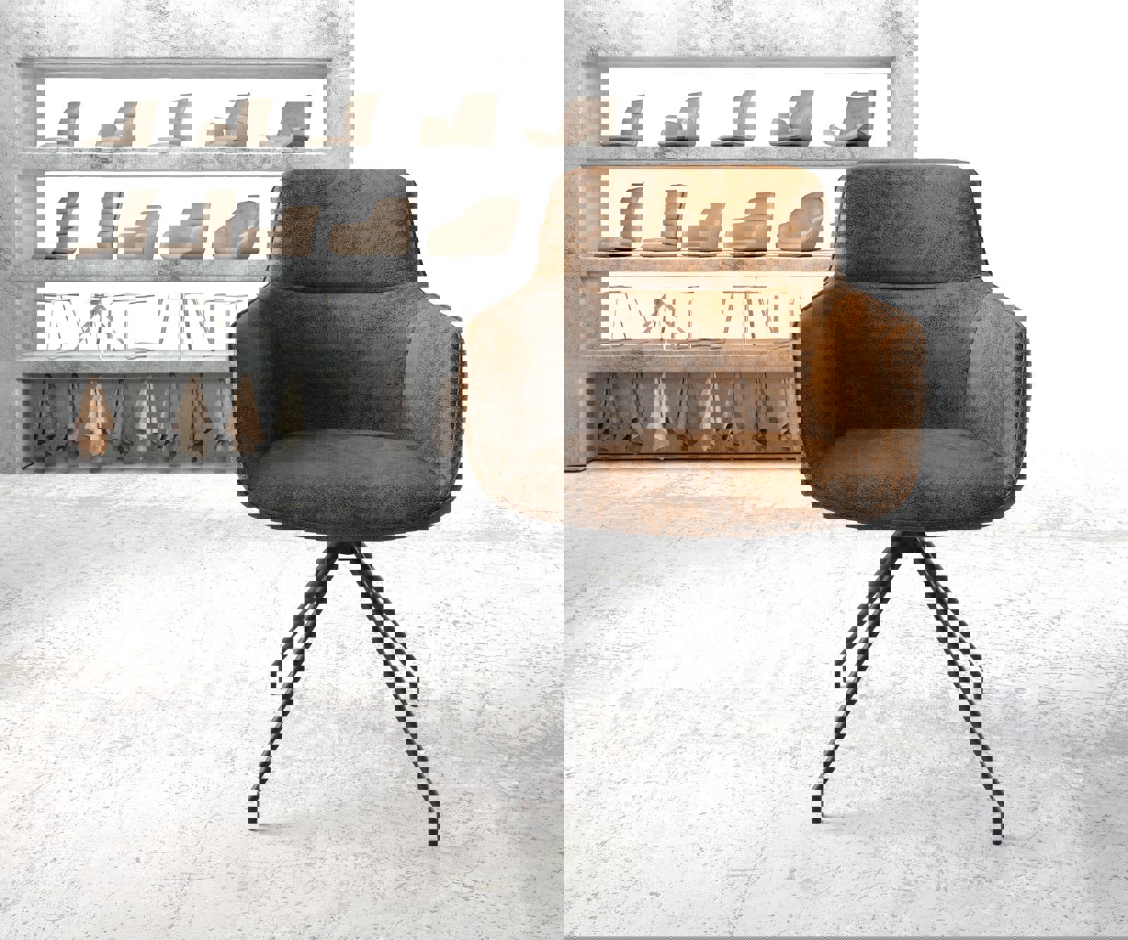 Draaistoel Pejo-Flex bruin antiek kruisframe conisch zwart 180° draaibaar 1 Draaistoel Pejo-Flex bruin antiek kruisframe conisch zwart 180° draaibaar 1