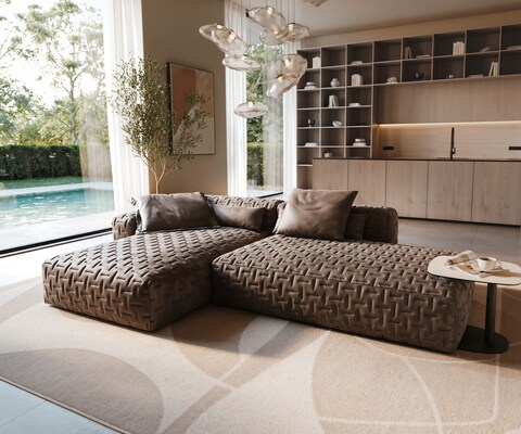 Hoekbank Freestyle Icon 310x200 cm Microvezel taupe vintage