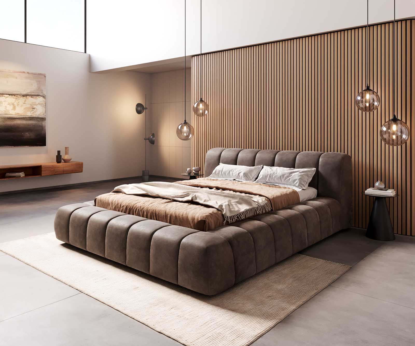 Bedombouw Cutio 140x200 cm microvezel taupe vintage