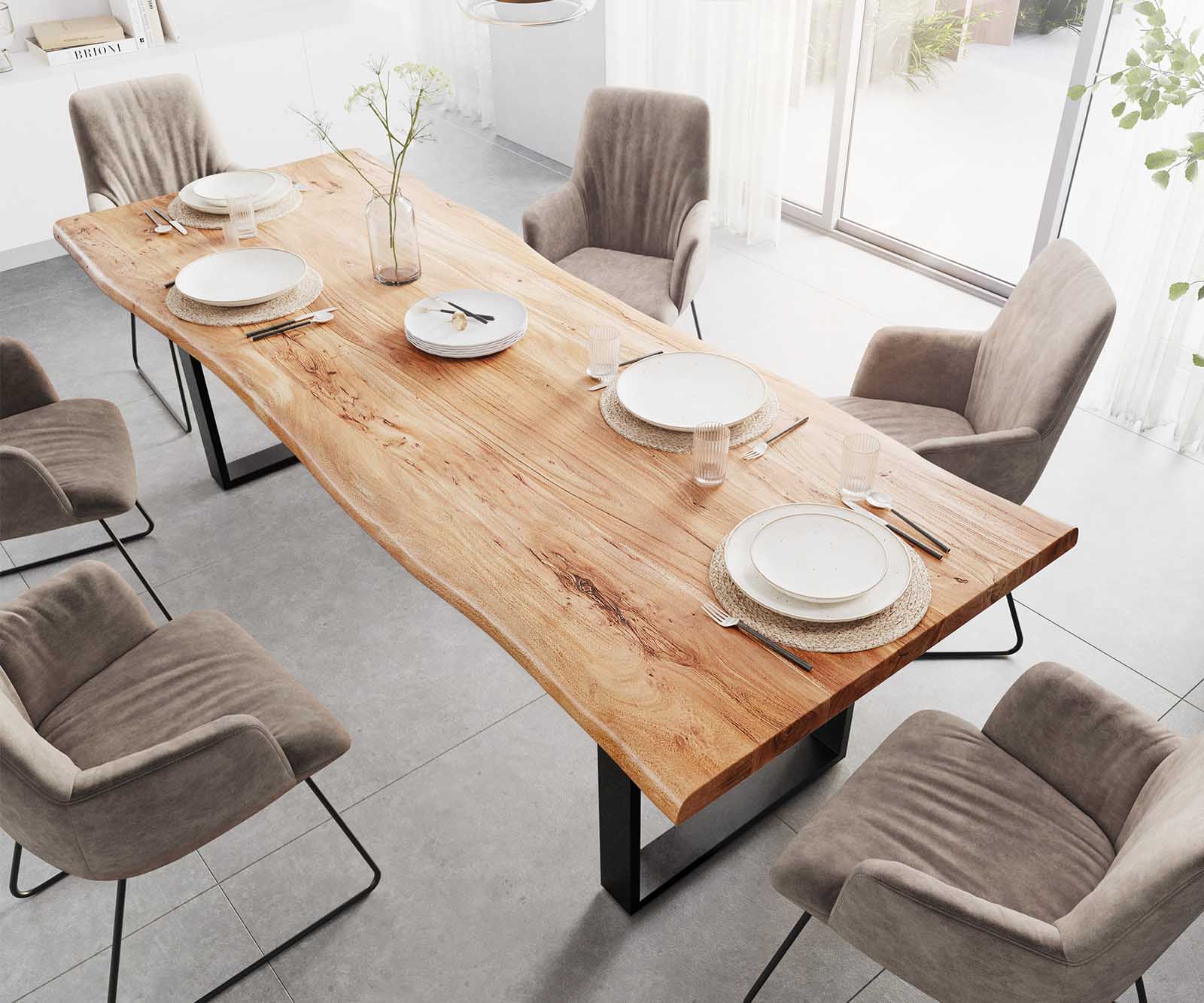 Eettafel Classic-Edge 260x100 acacia natuur frame hoekig metaal zwart 4