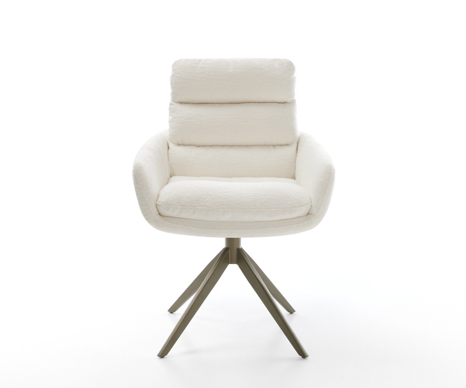 Draaistoel Abelia-Flex met armleuning bouclé zacht beige kruisframe breed afwerking met titanium 360° draaibaar rocker-functie 2