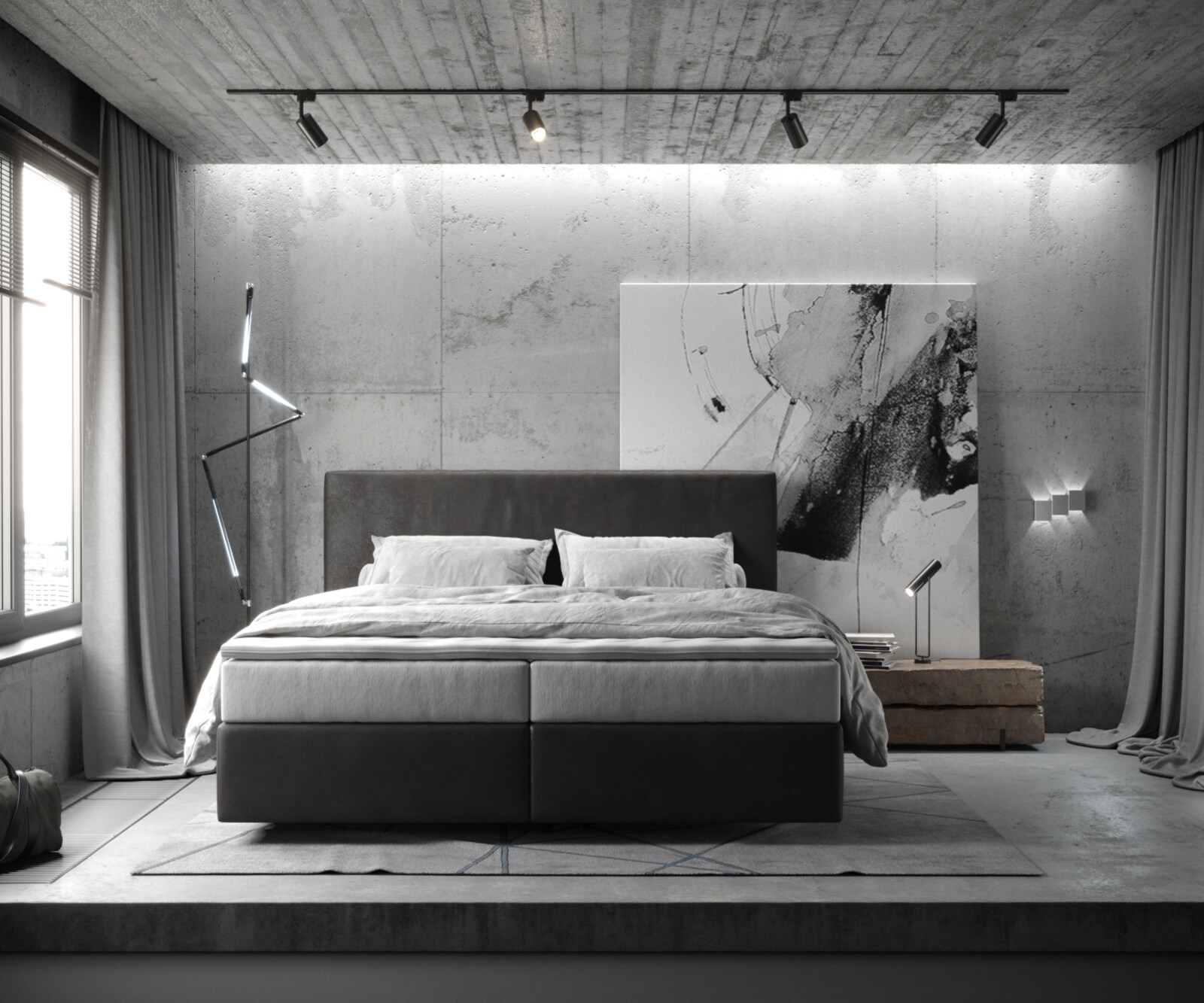 Boxspringbed Dream-Well 180x200 cm Microvezel Antraciet Vintage met TFK Matras en Visco Topper 1