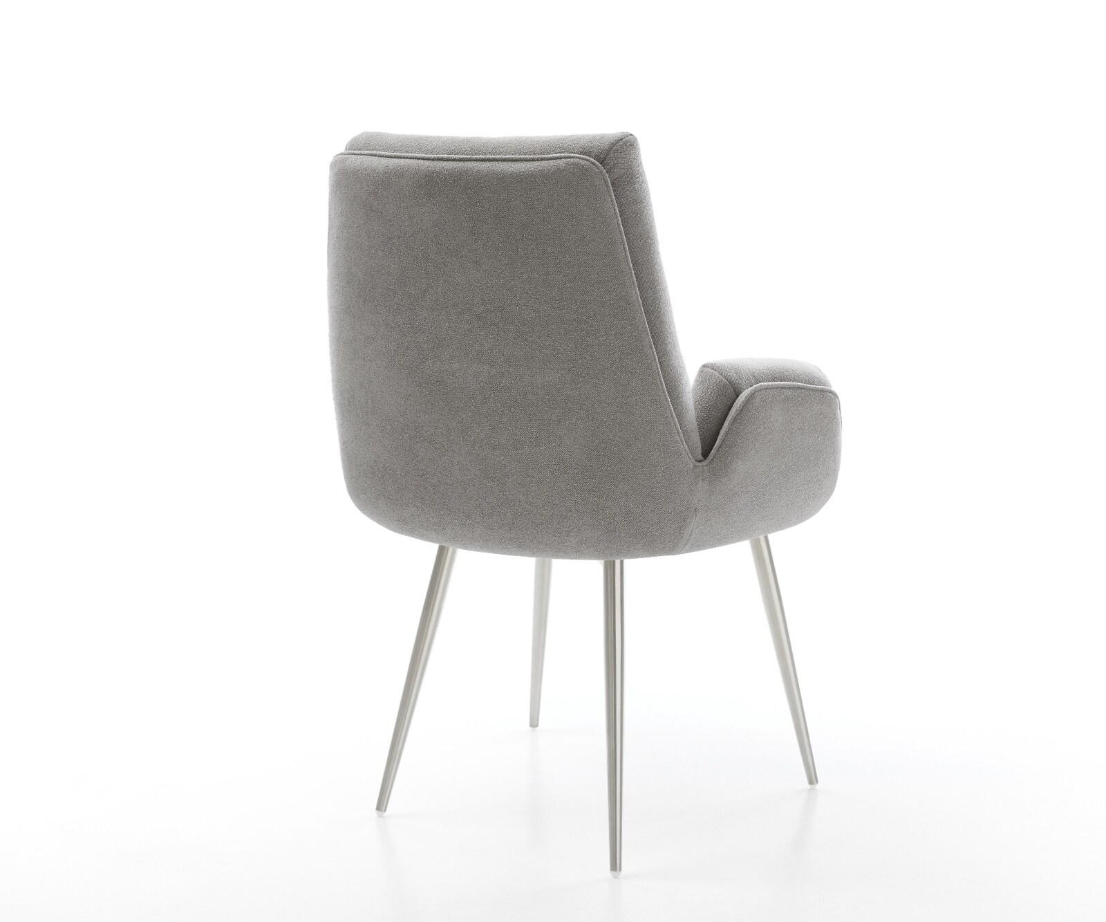 Eetkamerstoel Clea-Flex zachte stof met structuur grijs 4-poot conisch roestvrij staal pocketveer kern 5