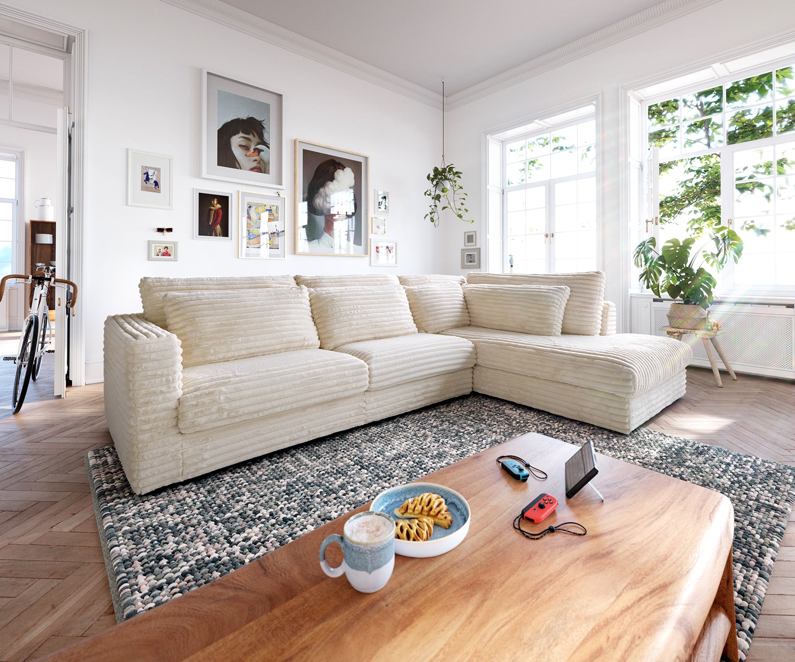 Hoekbank Isla 330x225 cm mit ottoman 4