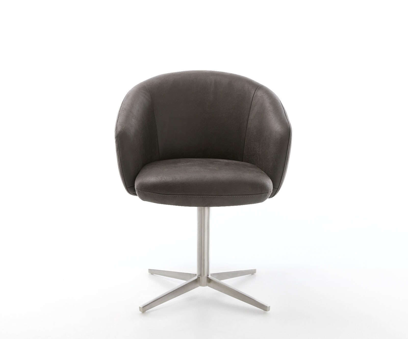 Draaistoel Caja-Flex met armleuning microvelours antraciet vintage kruispoot roestvrij staal 360° draaibaar pocketveer kern 2