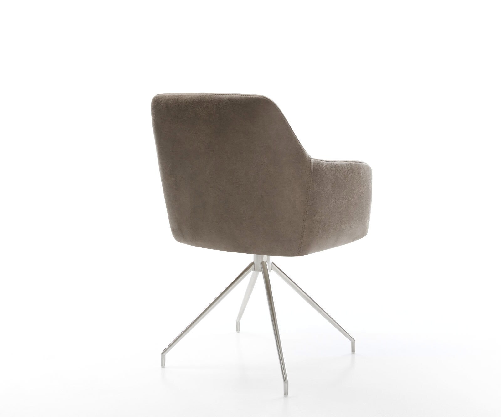 Eetkamerstoel Greg-Flex microvelours taupe vintage kruisframe conisch roestvrij staal pocketveer kern 4