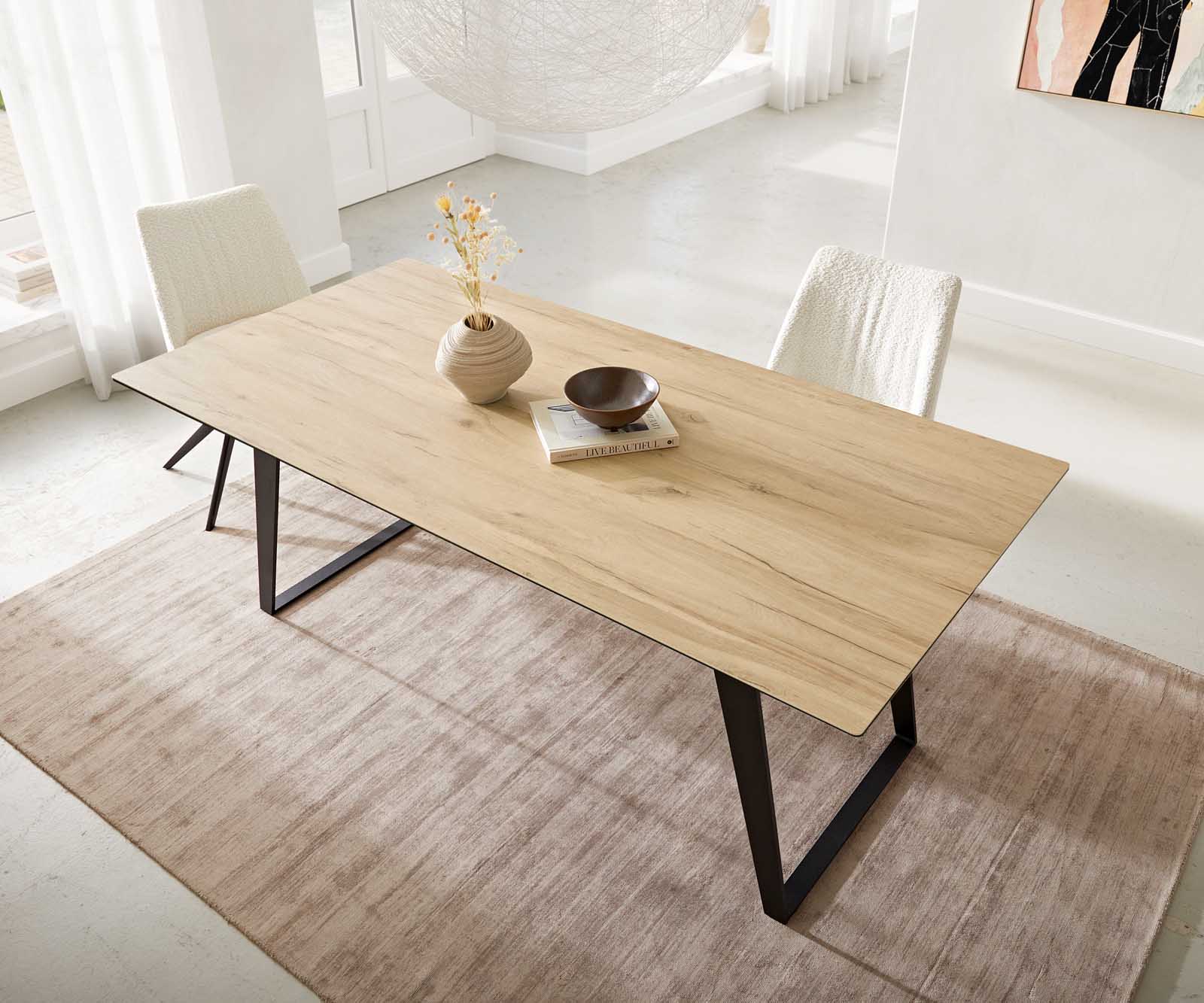 Eetkamertafel Edge 200x100 keramiek Laminam® Sabbia eiken kleur metaal schuin zwart 5 Eetkamertafel Edge 200x100 keramiek Laminam® Sabbia eiken kleur metaal schuin zwart 5